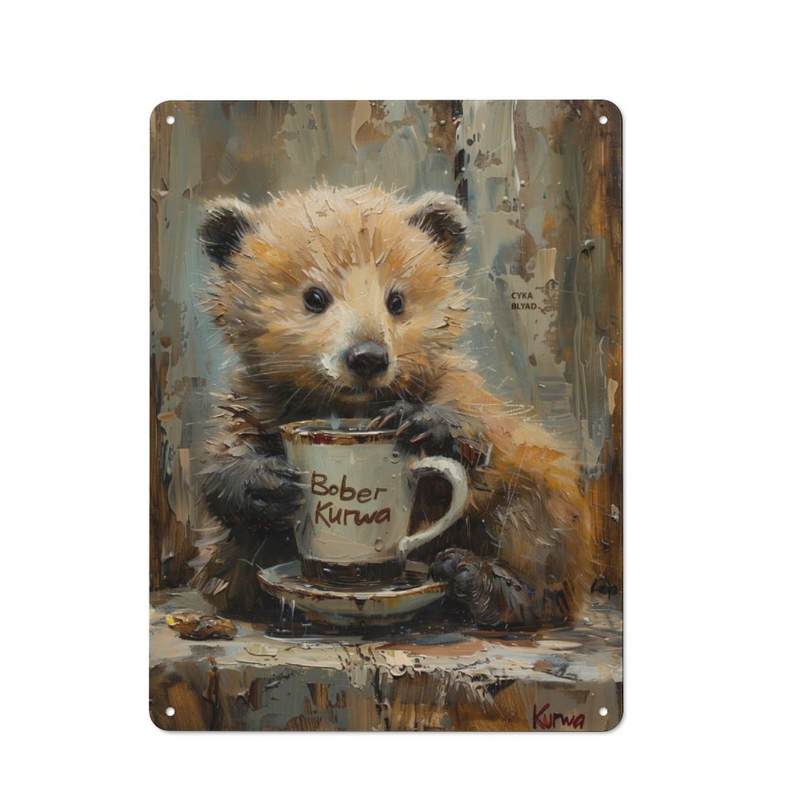 Junmoney Bober Kurwa Beaver Printed Metal Sign 40X30cm For Garage Or Workshop, For Kitchen, Dining Room And Home Bar Wall Decor