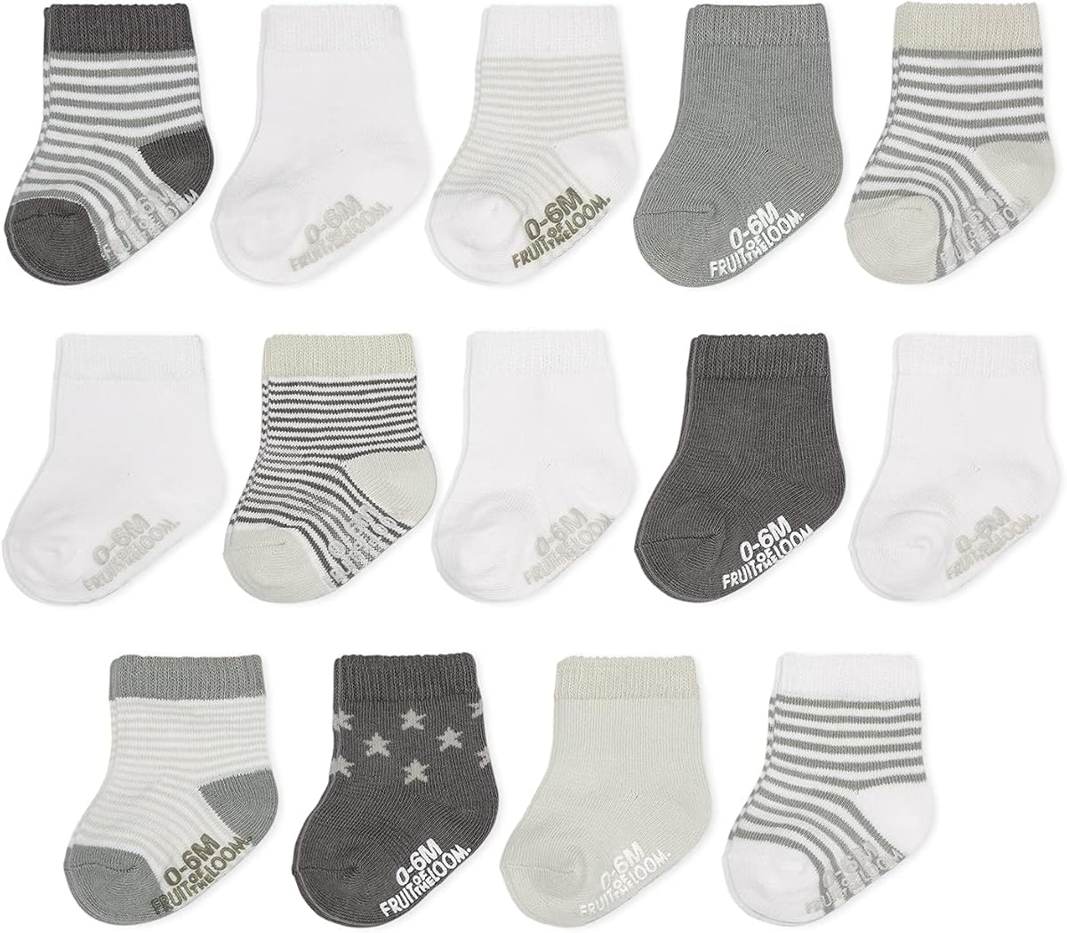 Fruit of the Loom Calcetines elásticos de algodón Grow & Fit Flex Zones para bebés y niños pequeños - Unisex, niñas y niños