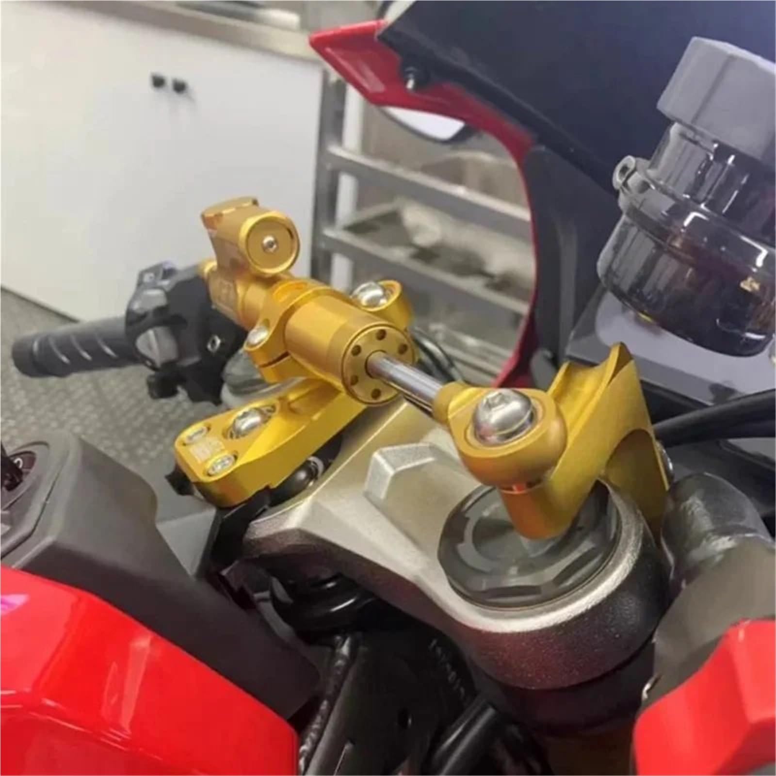 Akcesoria motocyklowe, wspornik stabilizatora, amortyzator skrętu, pasuje do Kawasaki ZX-4RR ZX4R 2023- Stabilizator Amortyzatora(Gray Gold)