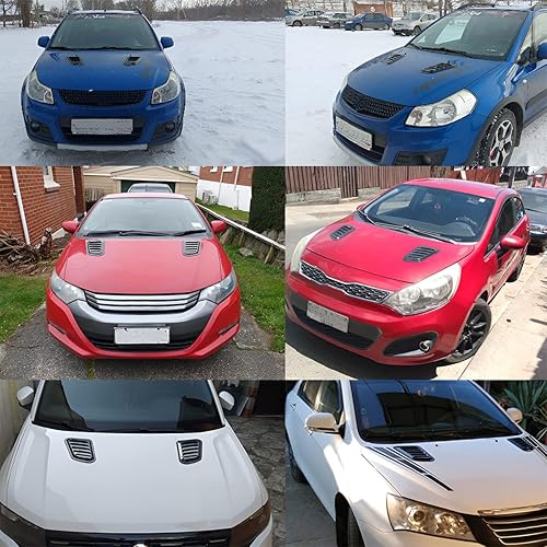 Miniatura 6 de Blilo Rejillas de ventilación para capó de automóvil, 2 rejillas de ventilación universales para capó de automóvil, cubierta de entrada de aire