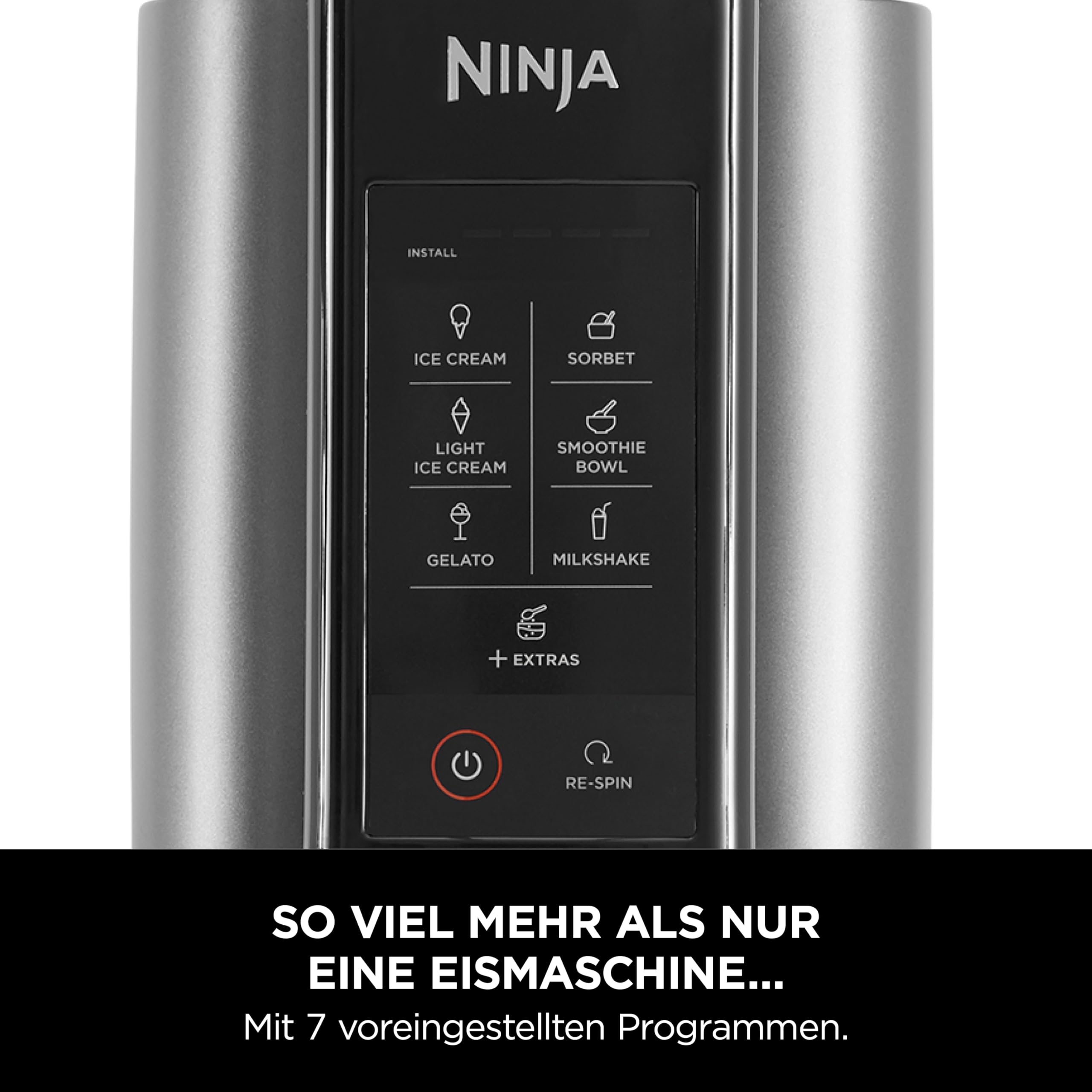 Ninja CREAMi Eismaschine NC302EU 1,4L Schwarz/Silber 7 Programme 2 Behälter