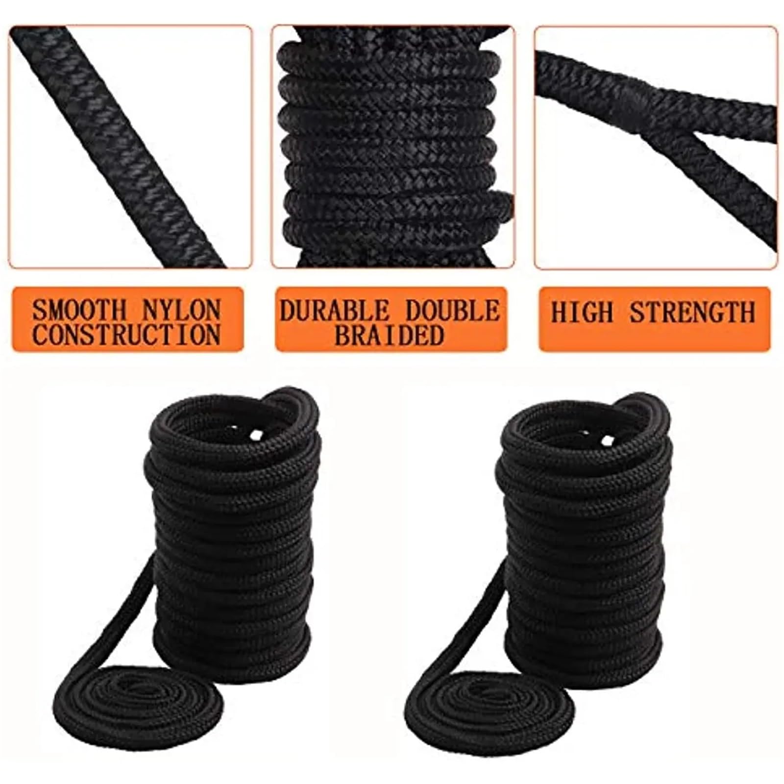 Amarres pour Bateaux Lot de 2 ou 4 Cordes d'amarrage Doubles tressées for Bateau, 3/8 1/2, Attaches for, Ligne Quai, Corde d'ancrage for à œillet 12 Pouces