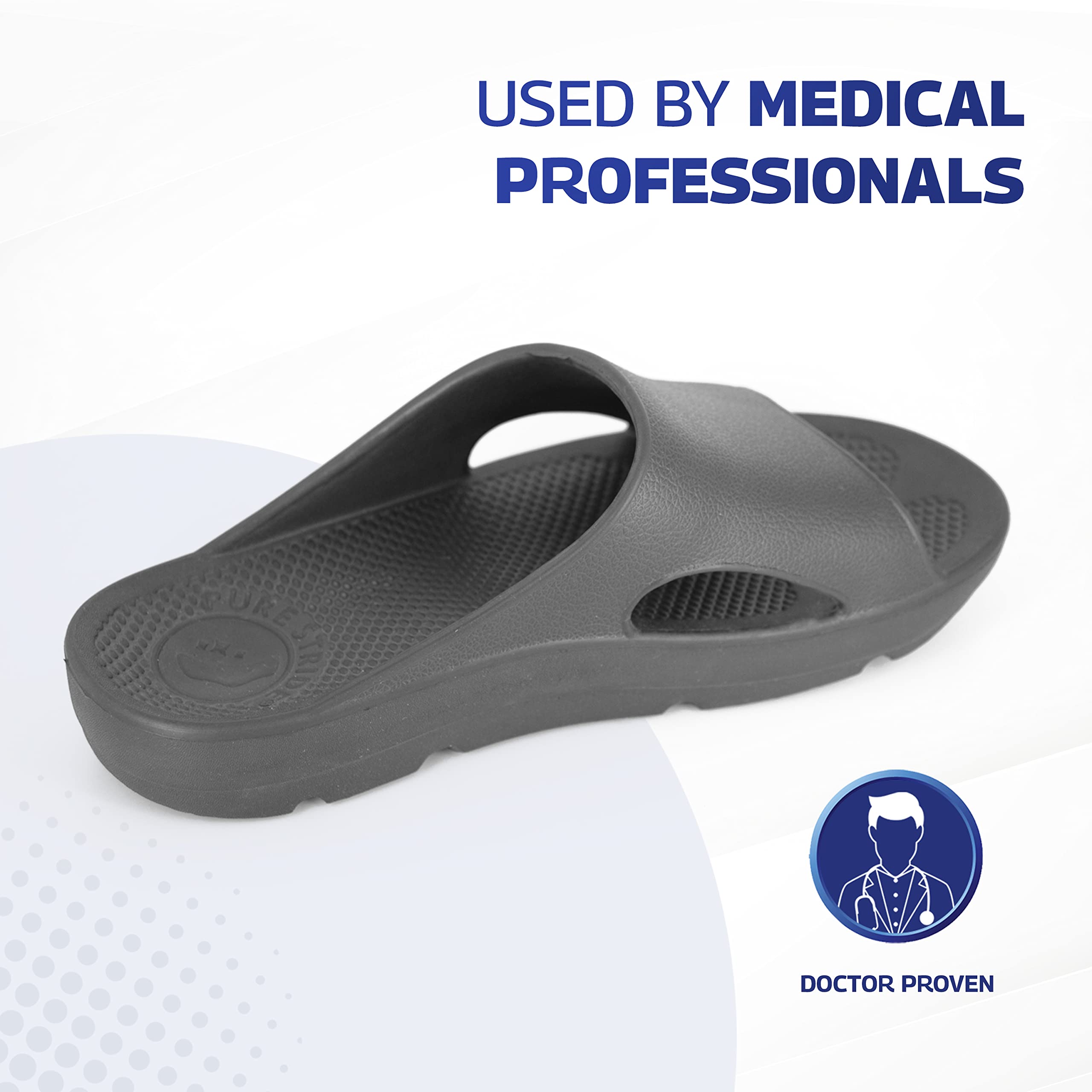 Pure Stride Therapeutische Slides, orthopädische Sandalen für Plantarfasziitis, Mittelfuß- und Fersensporn, zur Schmerzlinderung und Unterstützung des Fußgewölbes, GRAU, 13 Women/12 Men