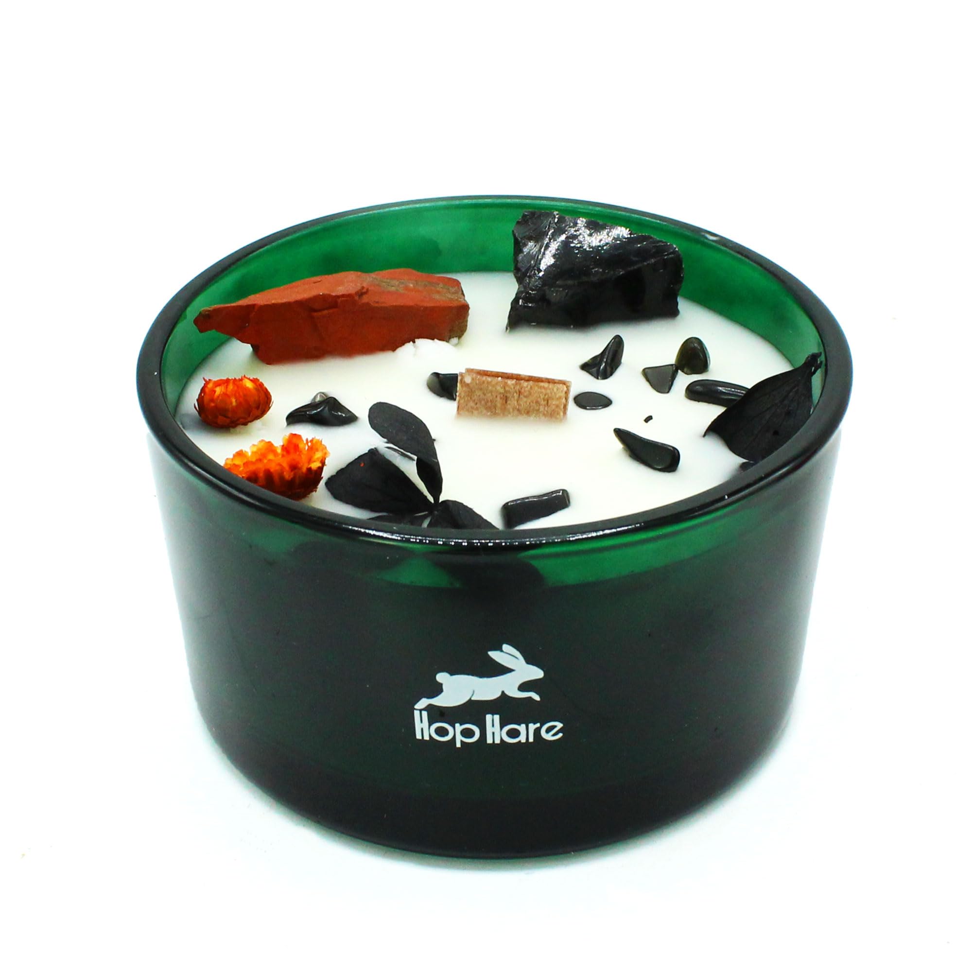 Ancient Wisdom Magic Candle with Flowers and Gems Hop Hare - Handmade Soy Wax Candle - 9x5cm (The Devil)