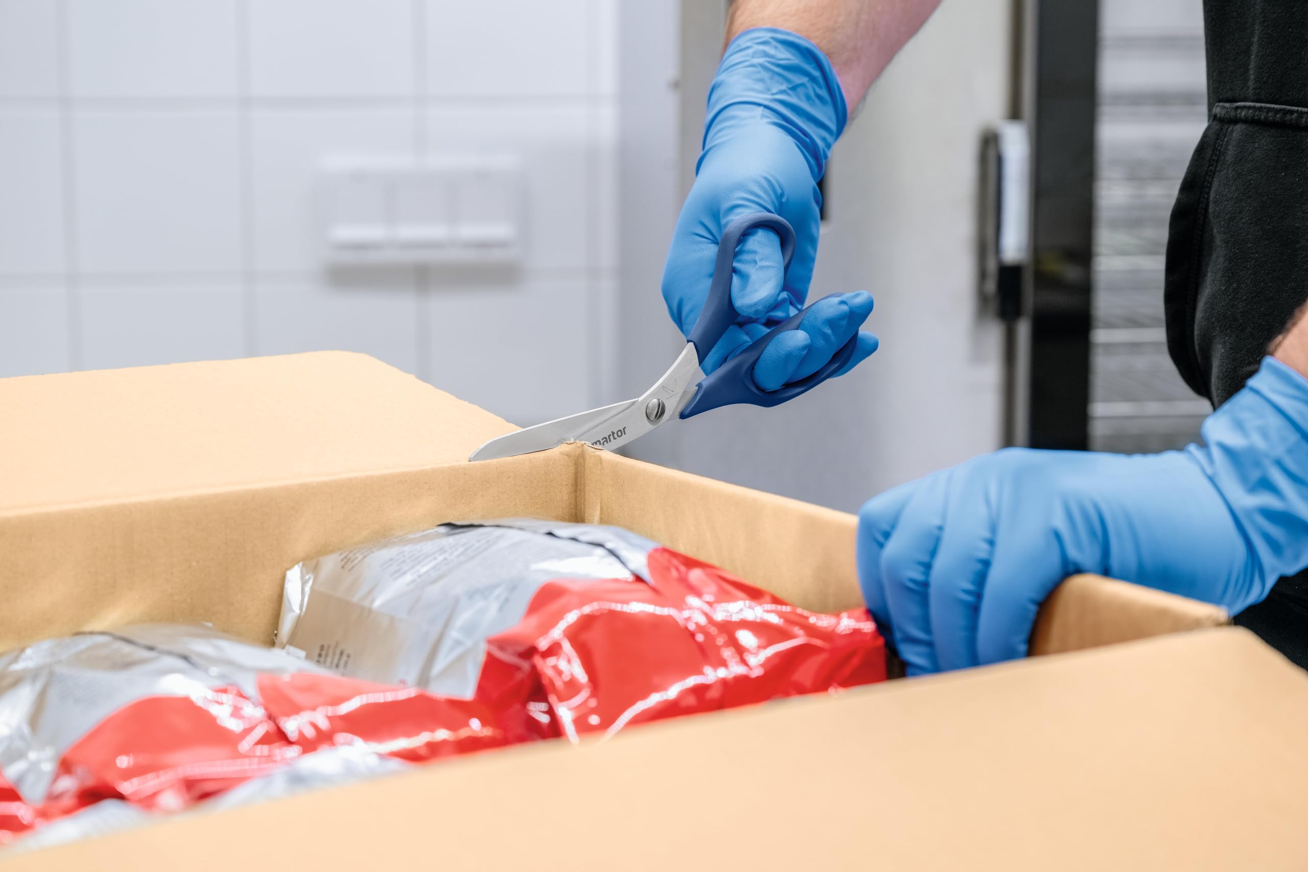 MARTOR Forbici di sicurezza Rilevabili al metal detector SECUPLUS 567 MDP di, appositamente sviluppate per l'industria alimentare