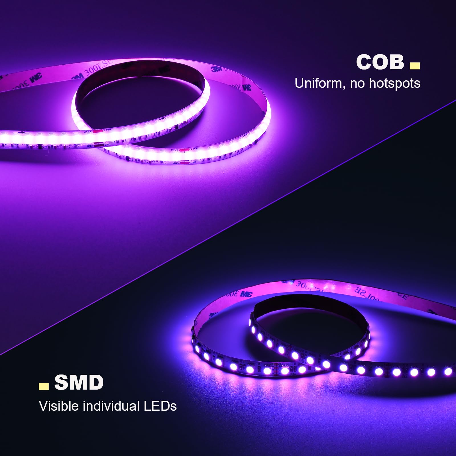 JOYLIT Taśma LED COB RGBWIC 24V 10M, WS2811 Adresowalny RGB IC + 4000K naturalna biel dynamiczna zmiana koloru, 784LEDs/M, cyfrowa ciągła taśma LED RGBW do dekoracji wnętrz (tylko światło)