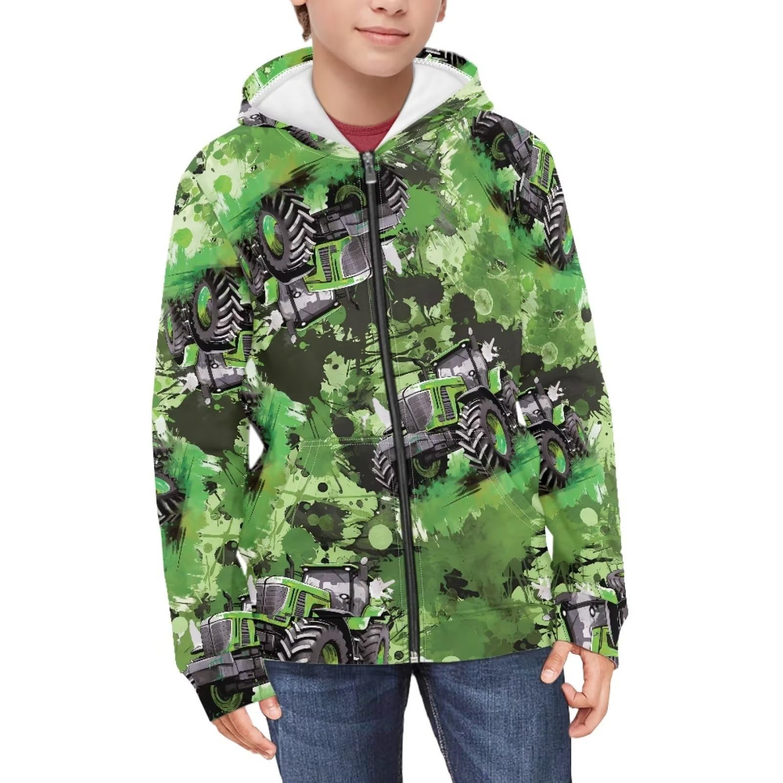 Coloranimal Unisex Girls Boys Long Sleeve Casual Hoodies &amp; Sweatshirts Tops Kids Zip Up Jacket Coat Age 6-16 Year