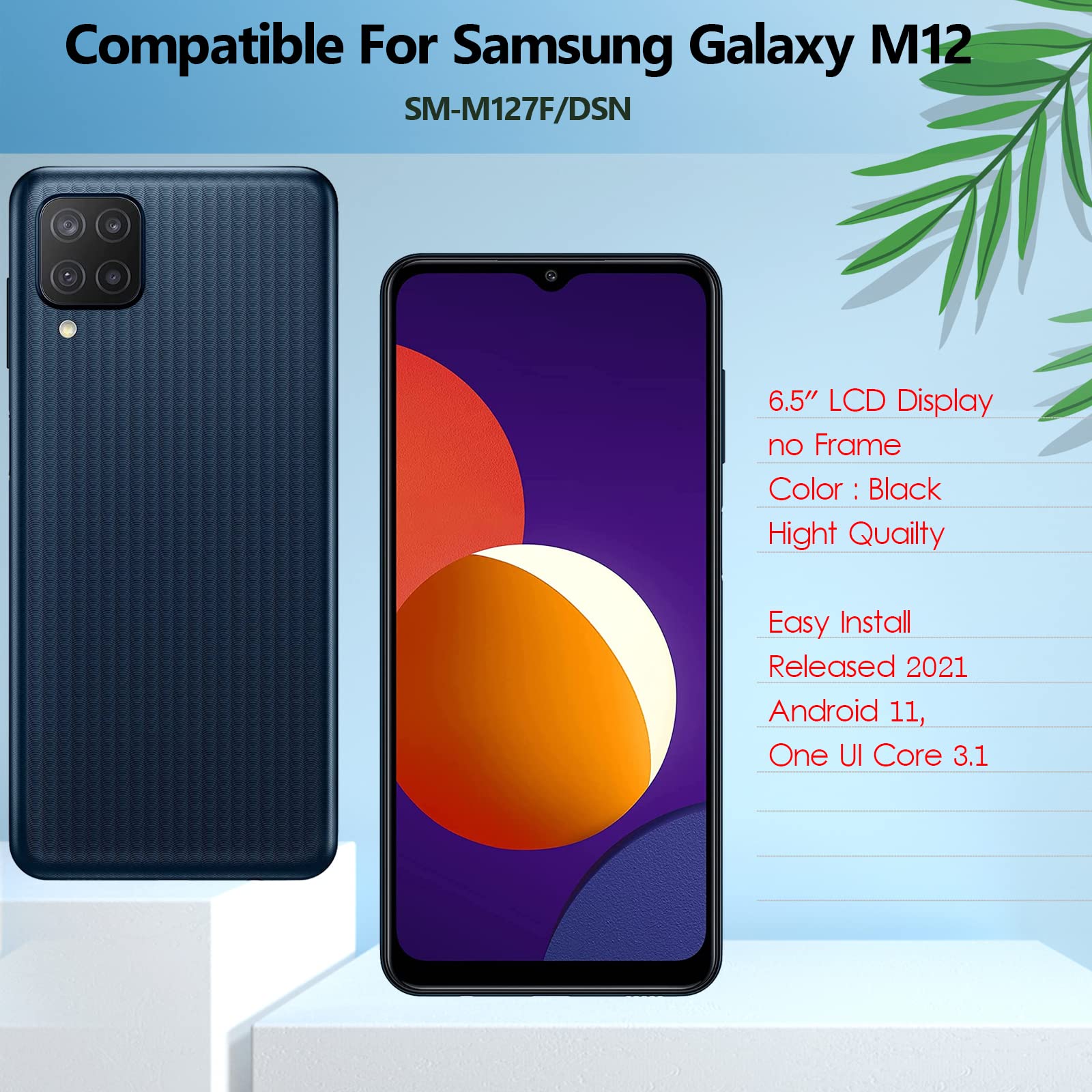 6,5 cala Wymiana ekran dotykowy LCD do Samsung Galaxy M12 SM-M127F/DSN wyświetlacz LCD Display Display Dotykowy + narzędzie instalacyjne+ M12 szkło hartowane + klej(czarny)