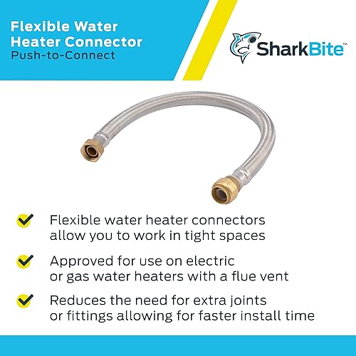Miniatura 4 de SharkBite Conector de calentador de agua flexible trenzado de acero inoxidable de 34 pulgadas x 34 pulgadas x 34 pulgadas x 34 pulgadas x 24