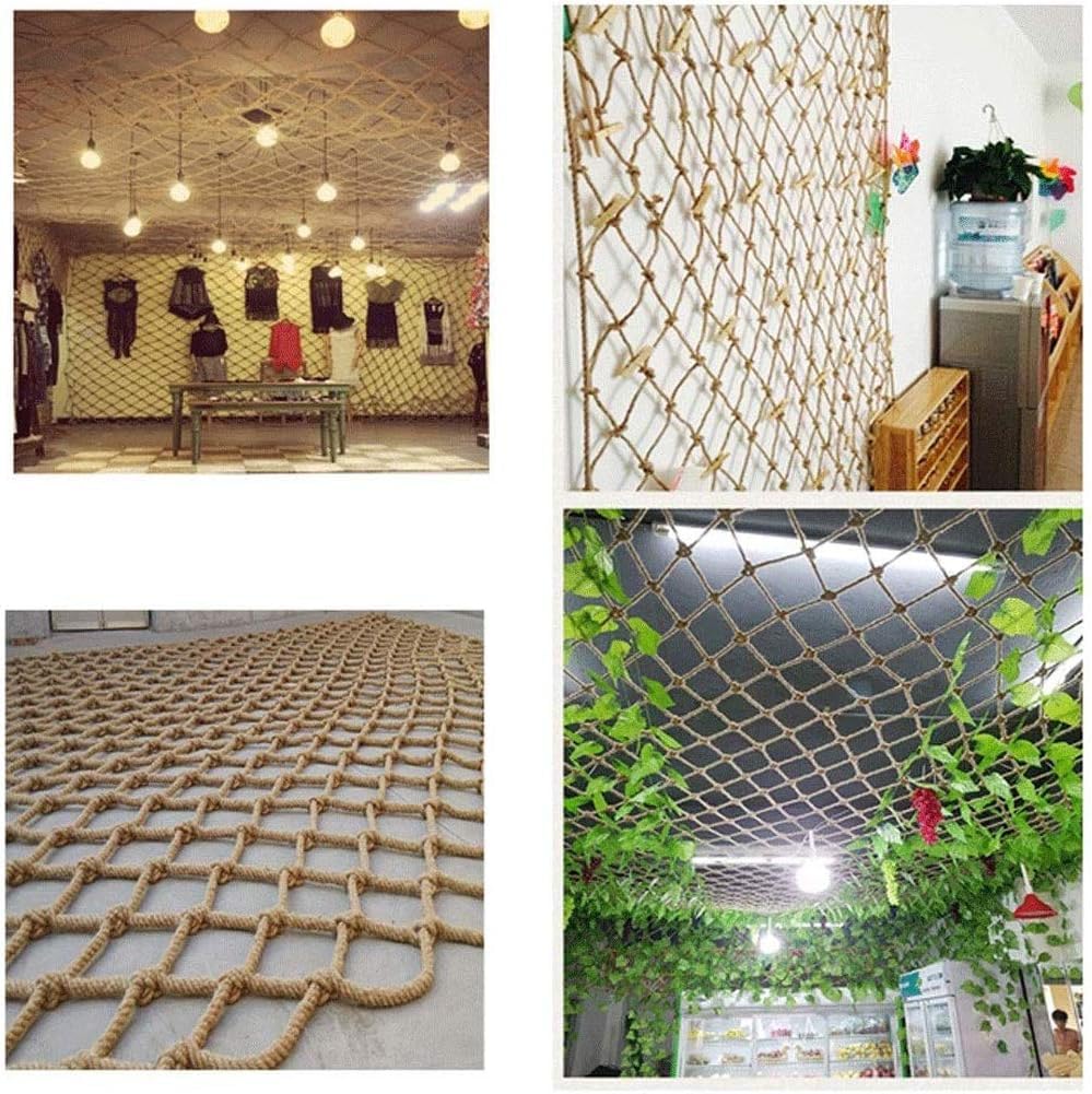 NIANTONG Rete di Canapa, Rete di Protezione, Rete in Corda Canapa, Recinzione Esterna, Sicurezza Arrampicata Bambini, Rete Anticaduta Balcone Scale, Rete Divisoria Decorativa(Size:1 * 7m(3 * 22ft))