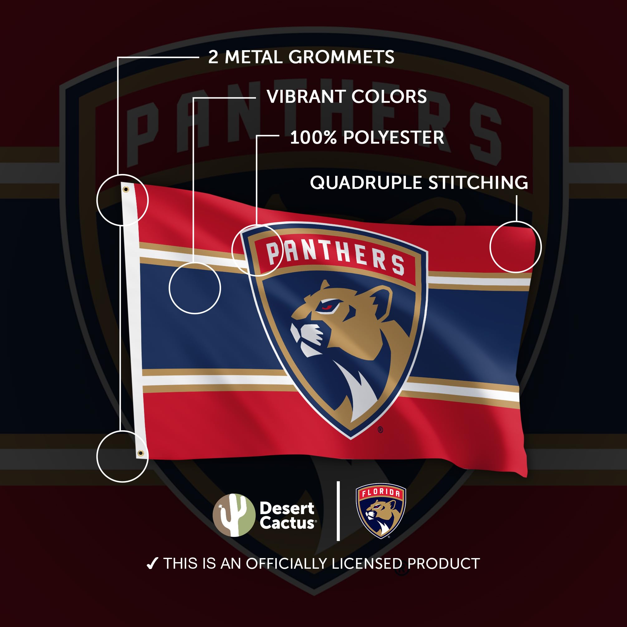 Bandera de Florida Panthers NHL 100% poliéster para interiores y exteriores, 3 x 5 pies, banderas del equipo de la Liga Nacional de Hockey (bandera A)