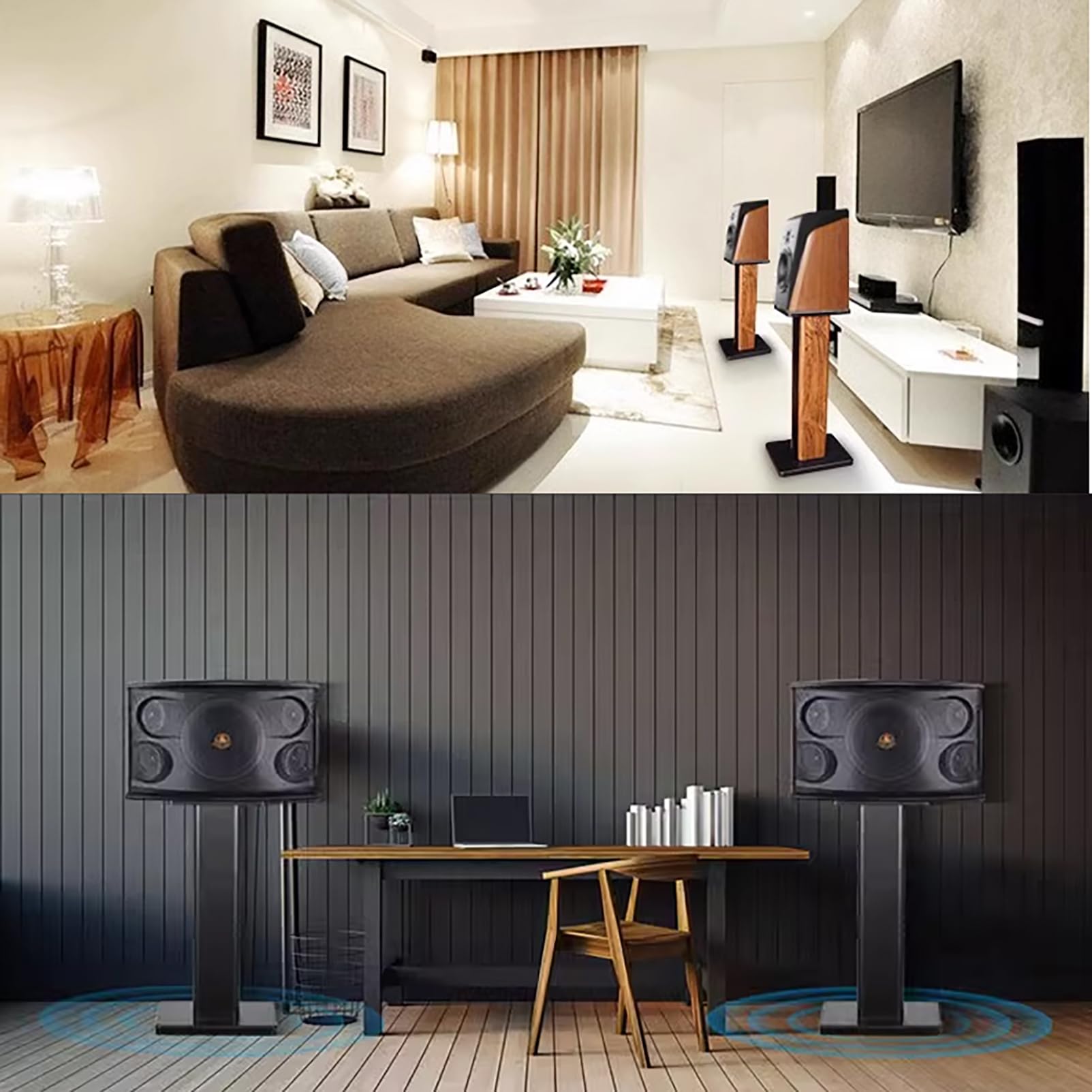 Supporto Professionale Casse Acustiche 70cm - Legno Rinforzato per Diffusori Pesanti, Antiscivolo e Assorbimento Vibrazioni