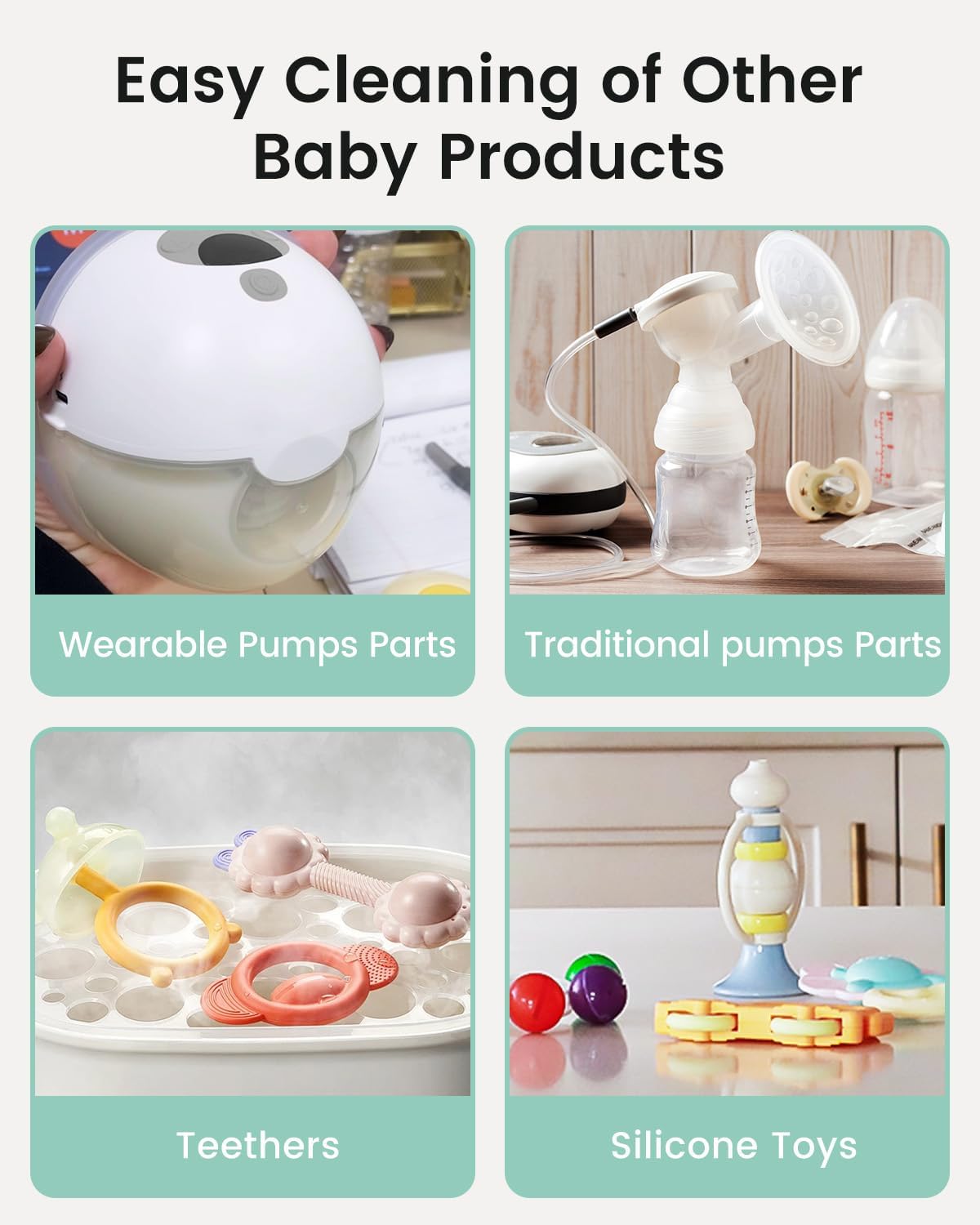 GROWNSY Official Detergent Washing Tablets - 130 PCS, Compatible with Momcozy Baby Bottle Washers (Pack of 2)