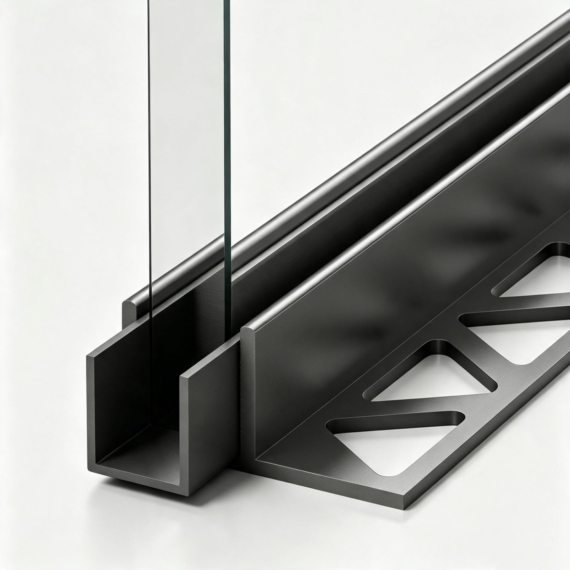 Profil Typu U do Szkła Aluminiowy Profil Typu F do Ścianek Szklanych | Dolny Profil Montażowy do Bezramowych Drzwi Prysznicowych Wpuszczany(Gray,L1.5m(4.9ft))
