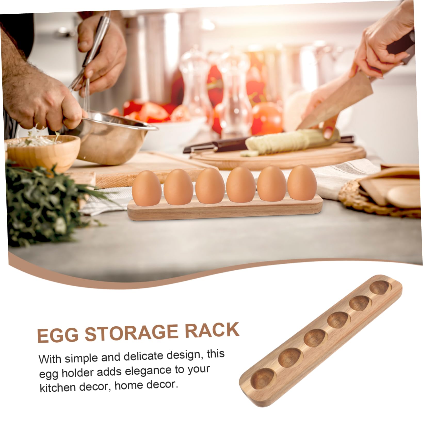LIFKICH Wooden Chicken Egg Tray Kitchen Egg Storage Holder Elegant Home Egg Tray 6 Slots