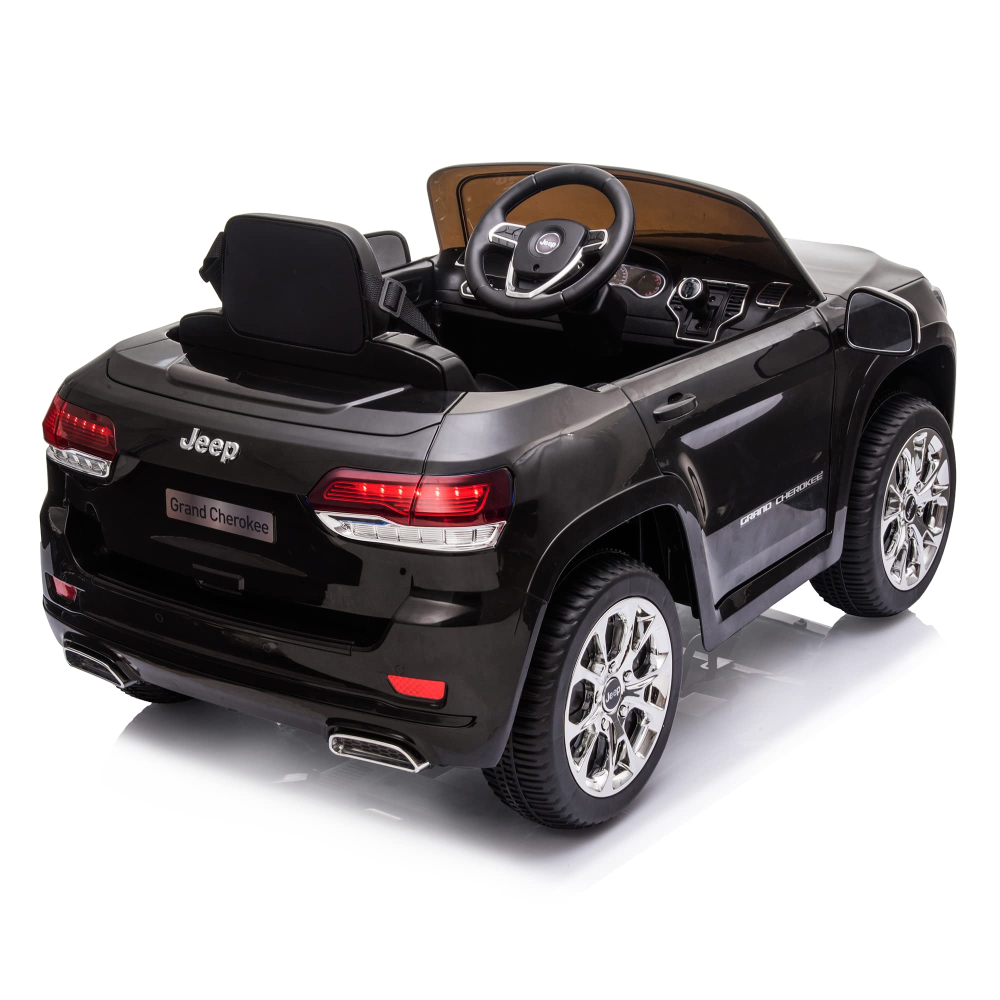 FEBER Jeep Cherokee Black 12V R/C, Auto elettrica, 1 posto, radiocomando: Fari con luce, 2 marce, acceleratore e freno elettrico, da 3 a 8 anni, Famosa (800013449)