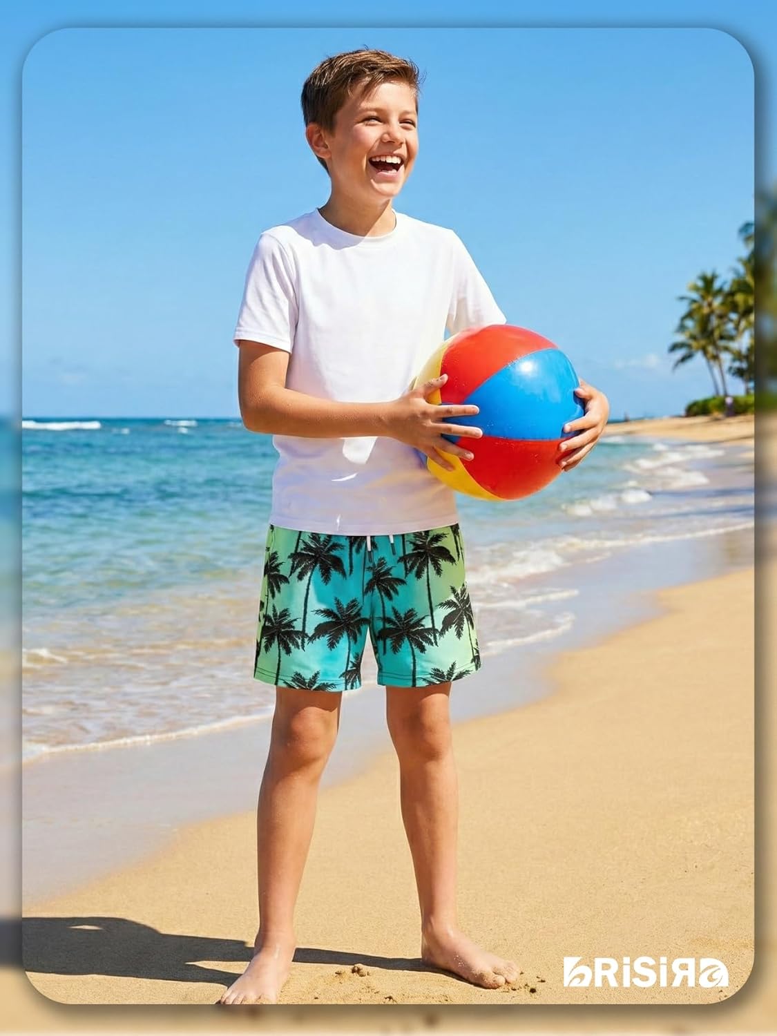 BRISIRA Boys Swim Trunks with Compression Liner 5-16 Years Youth Bathing Suit Quick Dry Swim Shorts Anti-Chafe Pocket - Image 2