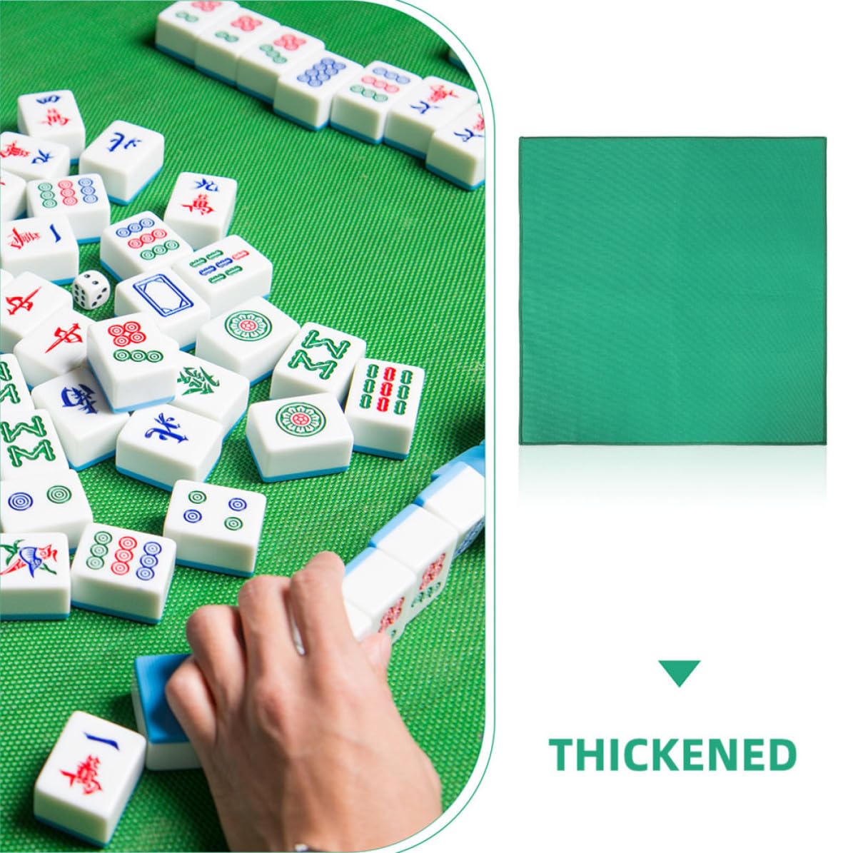UKCOCO Mahjong Tischmatten 2 Stück Pack Dicke rutschfeste Quadratische Spielmatten für Kartenspiele Grüne Spielunterlagen für Familienspiele und Tischspiele