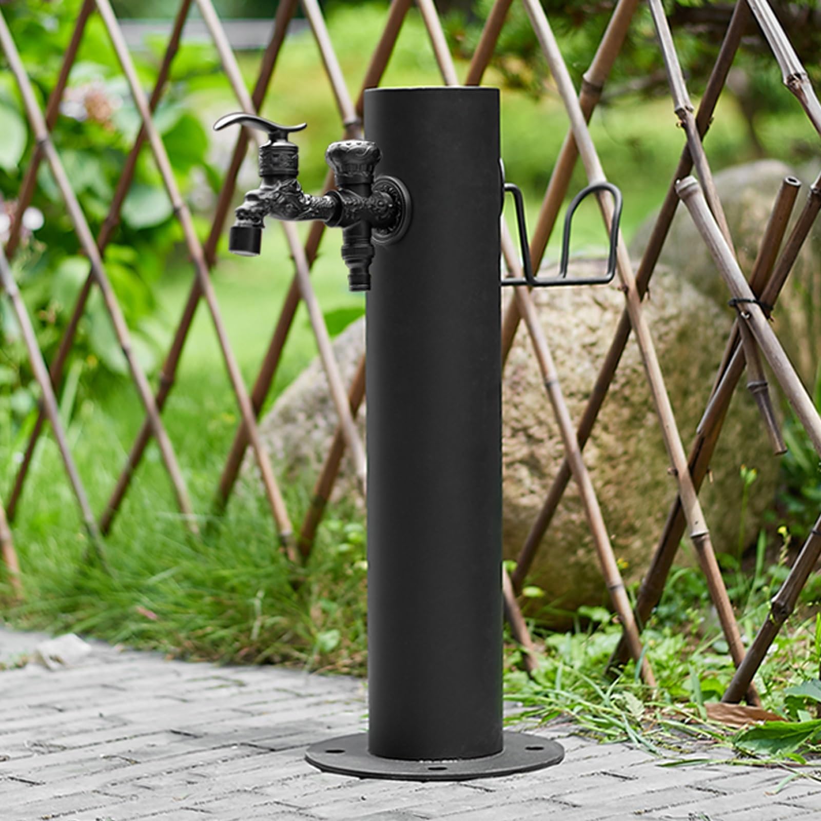 Grifo de jardín independiente, fuente decorativa con soporte de manguera, ideal para riego y lavado de espacios al aire libre, diseño duradero y elegante