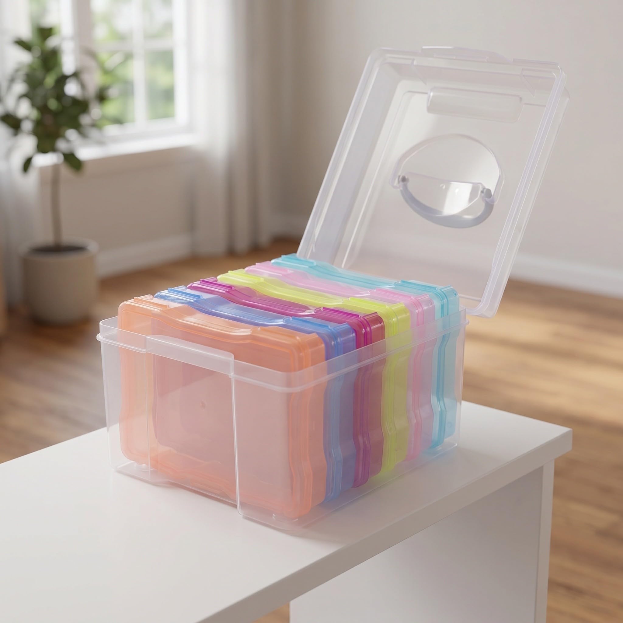 Lurrose Lot de 2 boîtes de rangement photo en plastique pour photos 10x15 cm - Organiseur - Boîte de rangement transparente pour graines et loisirs créatifs