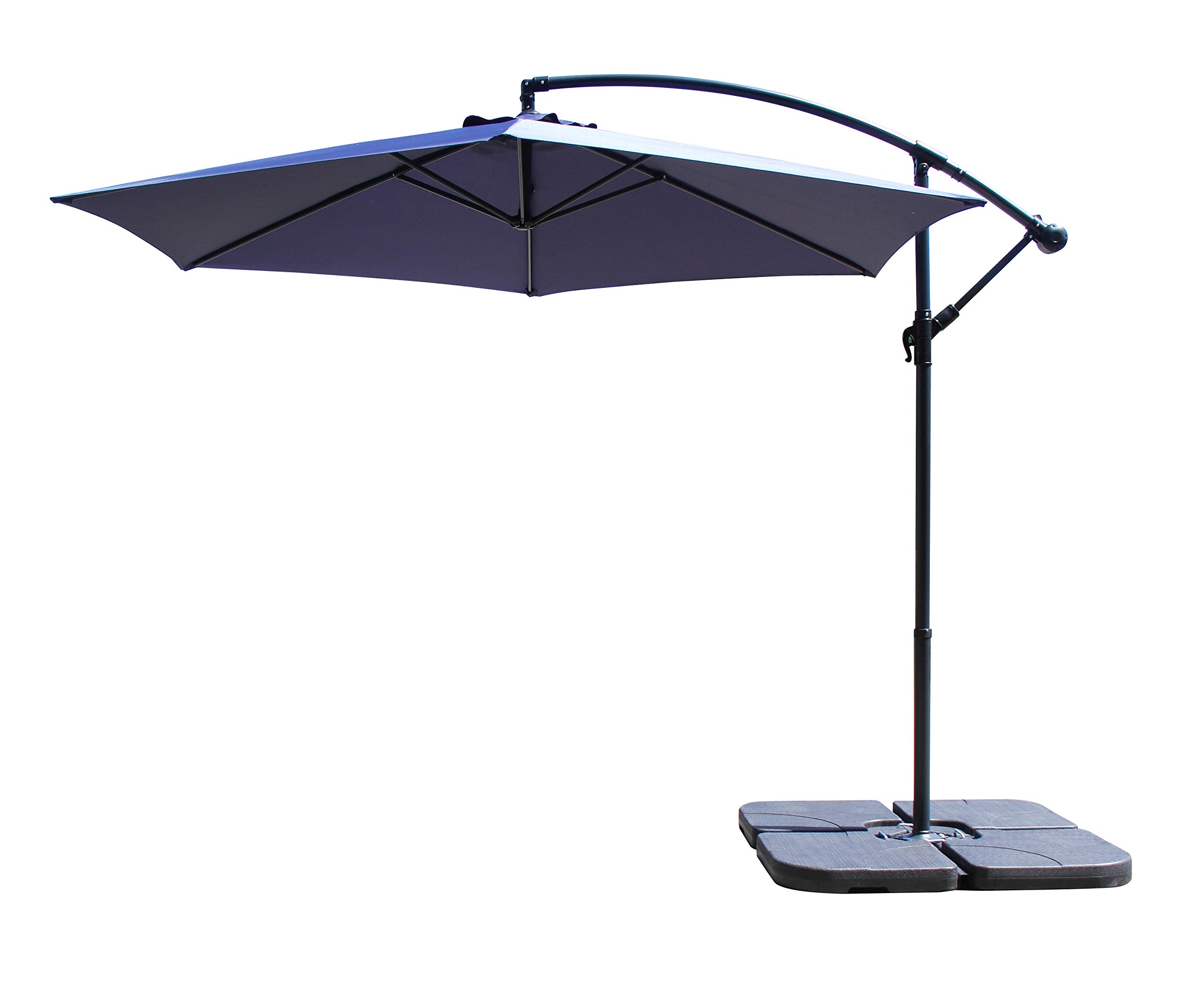 All Seasons Gazebos Ross James premium garden parasol umbrella with crank handle including base weight (Navy Blue)