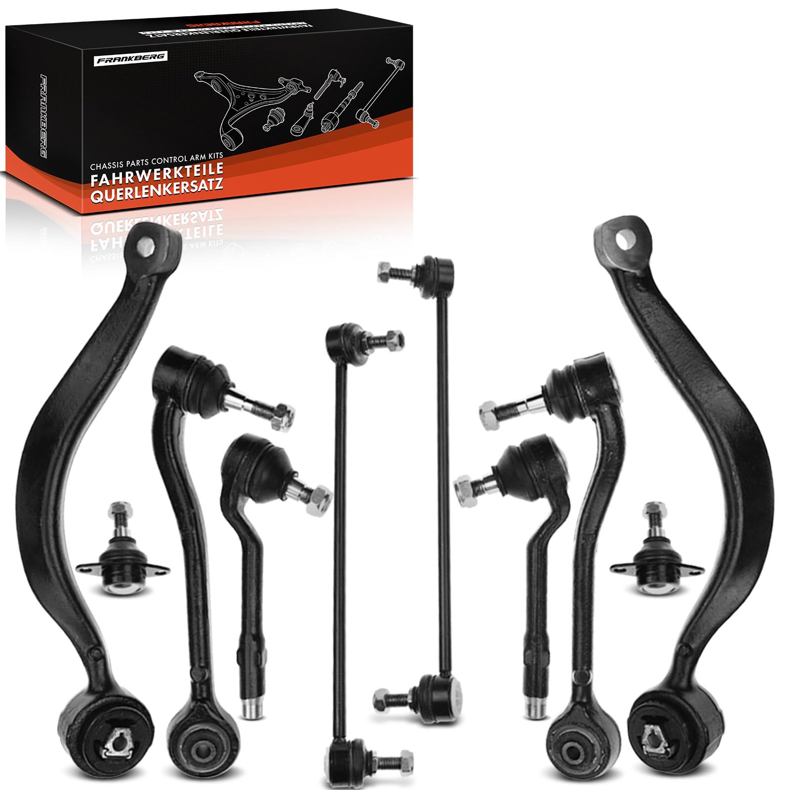 Frankberg 10x Wishbone ArmSet Front Axle Compatible with X5 E53 3.0d 3.0i 4.4i 4.6is 4.8is 2000-2006 Replace# 32211096327