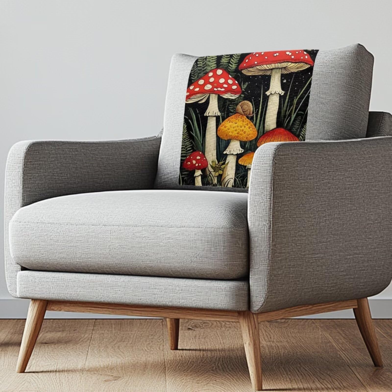 NETILGEN Recliner Slipcovers Headrest Cover Moon Butterfly Mushroom Sofa Armchair Headrest Cover Lounge Chair Head Rests Protector, 42x66.5 CM, 3 Pack — image 1