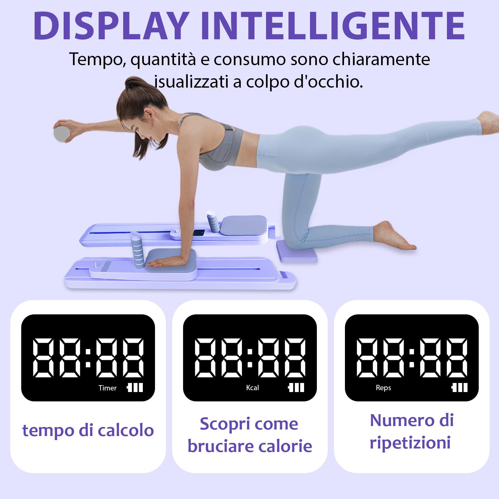 Pilates Board Upgraded Pilates Reformer Machine, Pilates Board Riformer Set Ab Roller Attrezzature per Allenamento Completo per Homegym