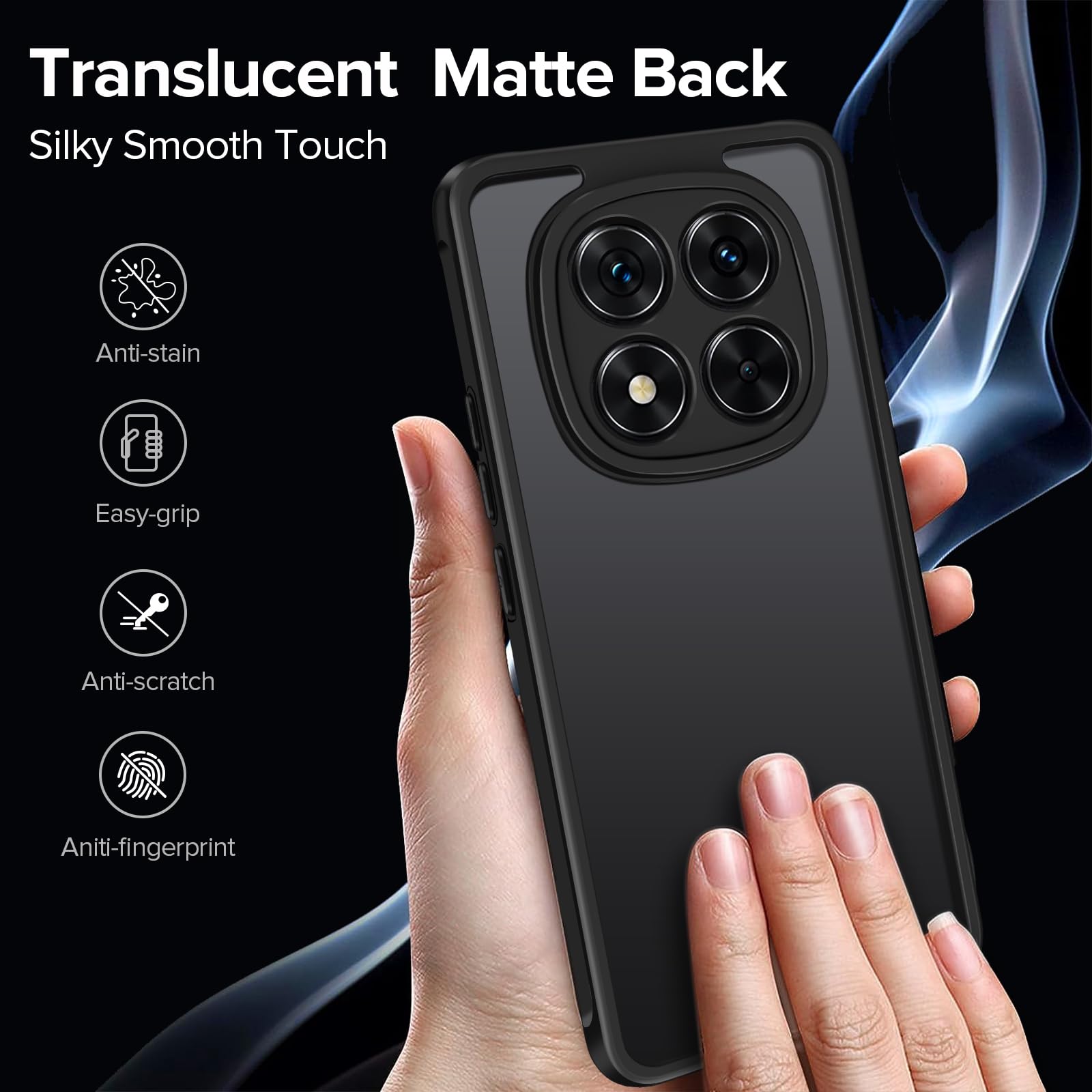 iVoler Cover Opaca per Xiaomi Redmi Note 14 Pro 5G / Poco X7 5G (Non per Redmi Note 14 Pro 4G), [Antiurto di Grado Militare] Custodia Traslucida Posteriore Sottile Anti-Impronte Protettiva Case