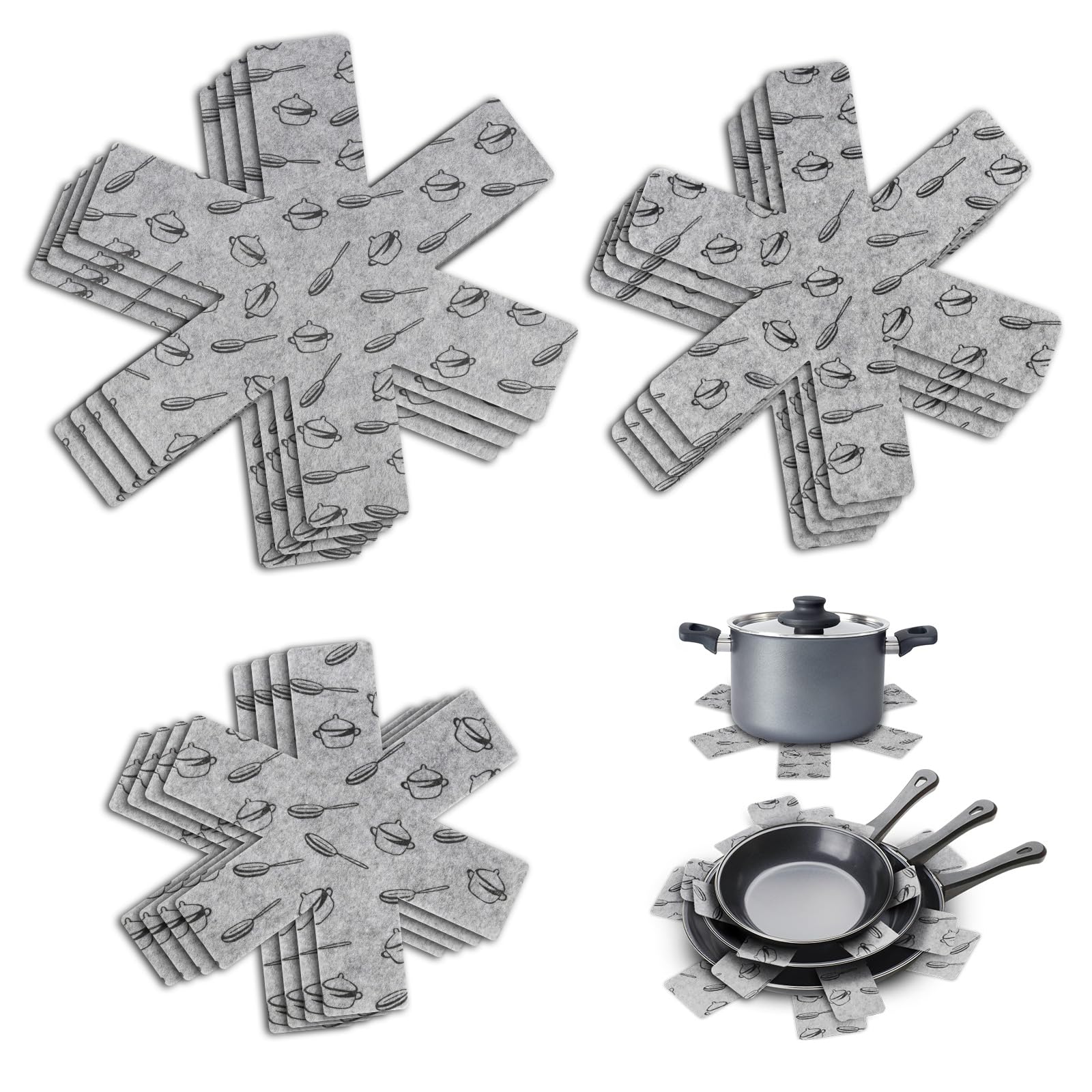 Protezioni Per Padelle In Feltro - 12 Pezzi Antigraffio E Anticalore, 3 Misure - Foto 5