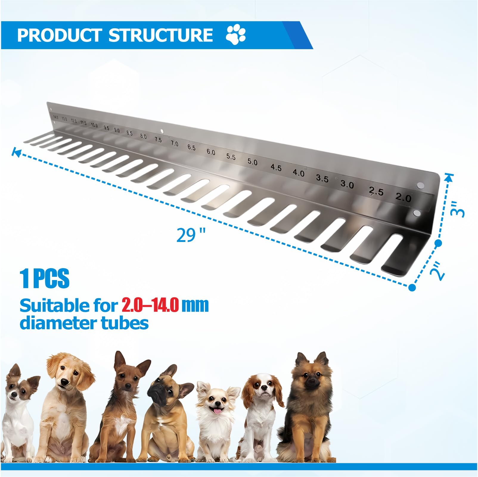 Soporte de pared para tubos veterinarios – Organizador de equipos de acero inoxidable para clínicas veterinarias, laboratorios y salas de peluquería, soporte 2.0-14
