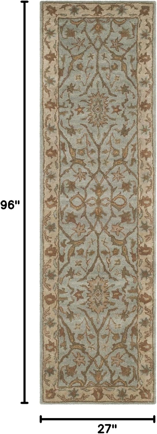 SAFAVIEH Heritage Collection Runner Rug - 2'3" x 8', Light Blue & Ivory, Handmade Traditional Oriental Wool, Ideal for High Traffic Areas in Living Room, Bedroom (HG937A)