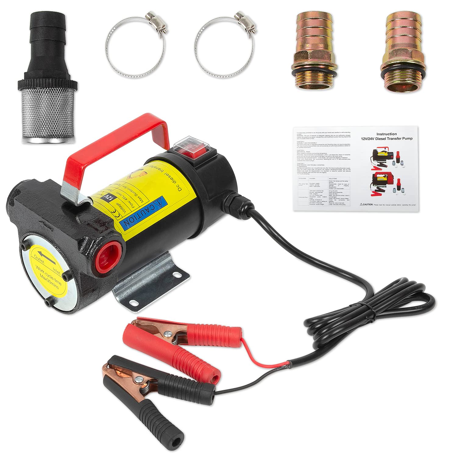 Wztepeng12V DC Diesel Kerosene Oil Fuel Transfer Extractor Pump 10GPM Compatible With Commercial Use Electric Portable 175W