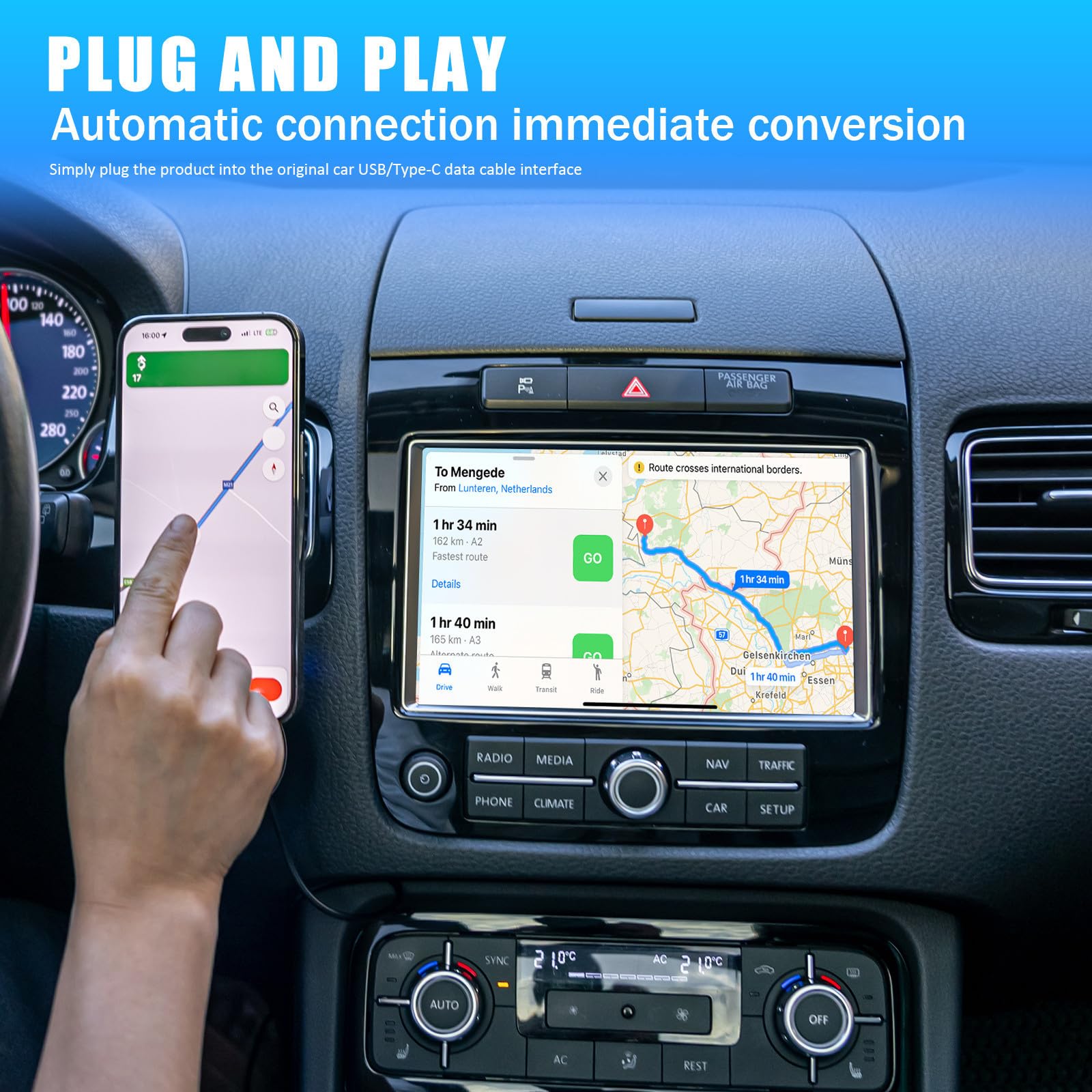 Adattatore Auto Wireless Compatto USB a C per Mirroring