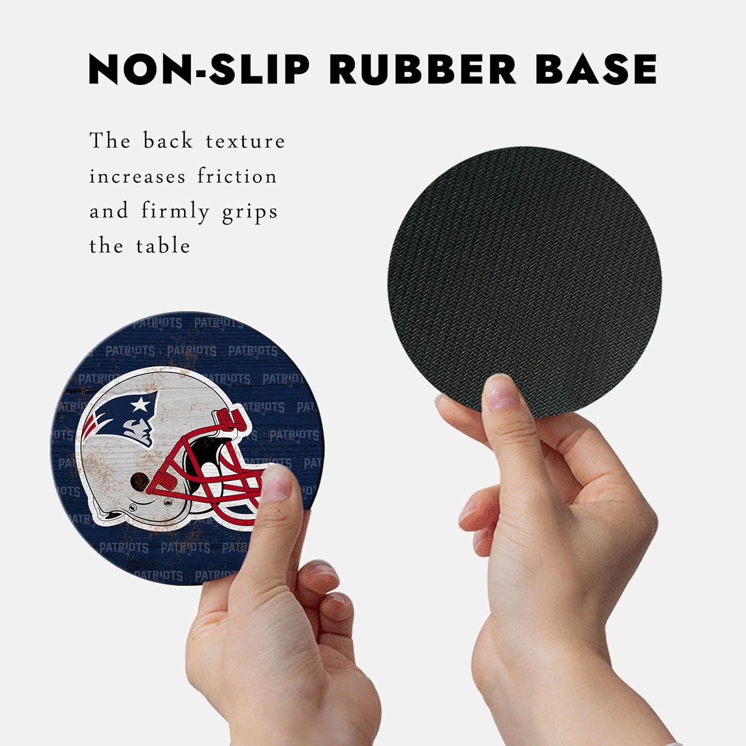 Coasters for Drinks,Blue Gray Design Cup Coasters Set of 4 for Tabletop,Coffee Table,Drinking Coaster for Sport Football Fans,Non-Slip Rubber Base - 4 Inches - Image 6