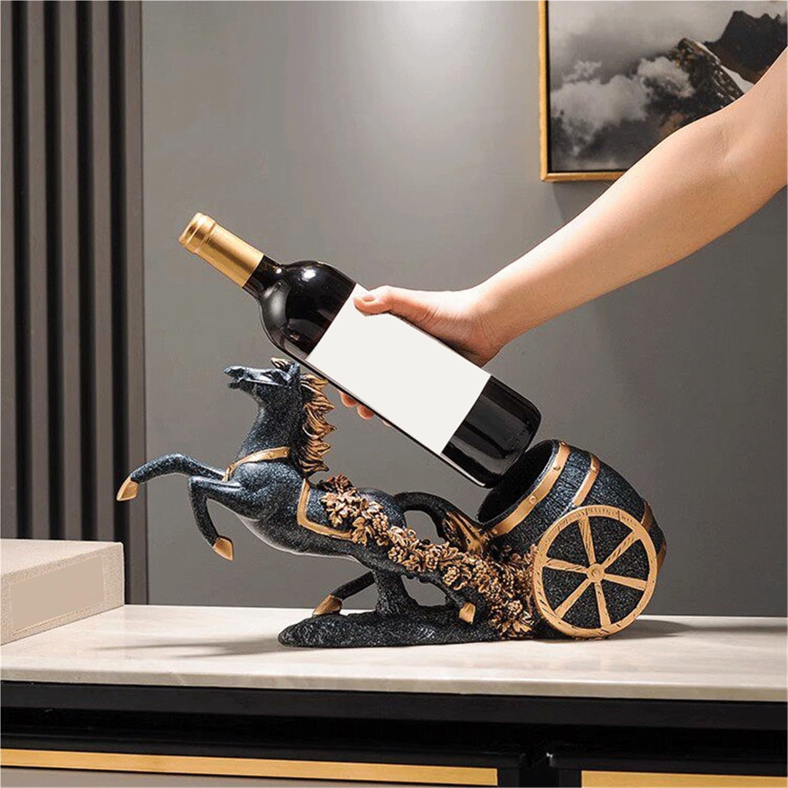Ripiano portaoggetti Portabottiglie da tavolo decorativo for vino for cucina Wine Bar all'interno del mobile(Gold)