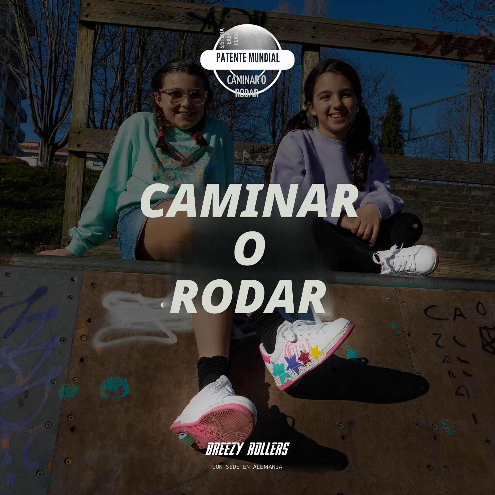 Breezy Rollers 2180373 Zapatos con Ruedas para Niñas, Zapatillas con una Rueda, Zapatillas Niñas 2 En 1 con Rueda Retráctil