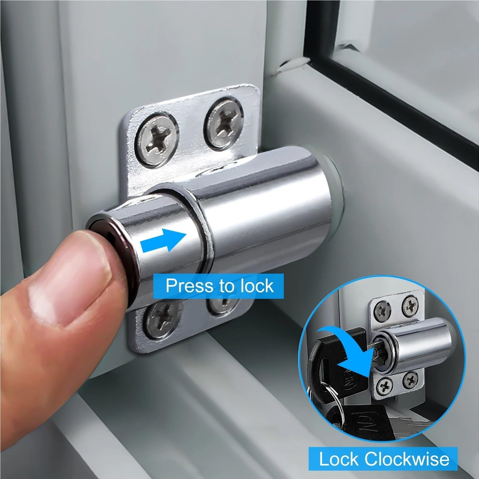 4Pcs White Sliding Patio Door Catches Set Window Bolt Security Lock Sliding Patio Door Catch Safety Lock