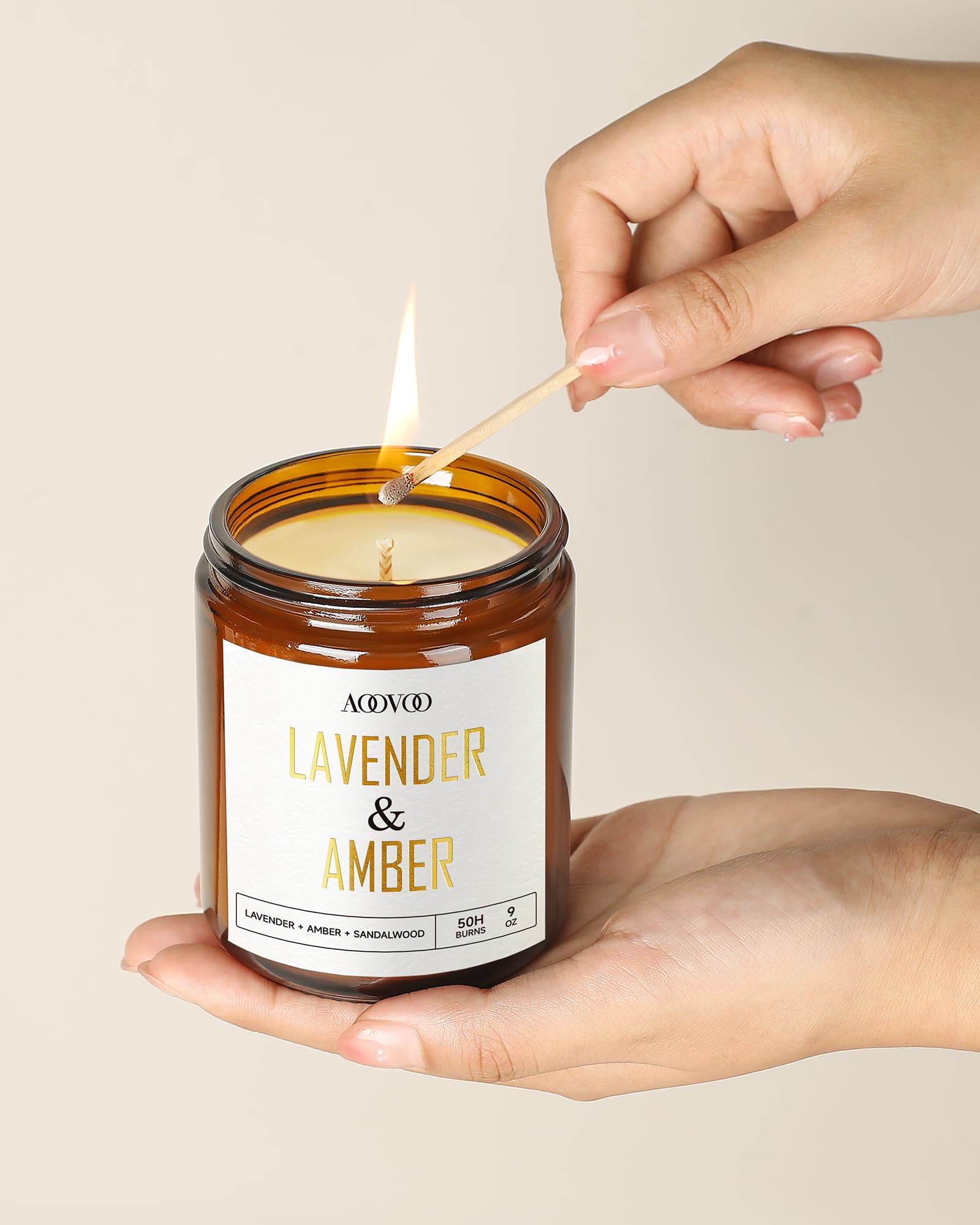 AOOVOO Lavendel Bernstein Duftkerze, Aromatherapiekerze, Sojakerze für den Hausgebrauch