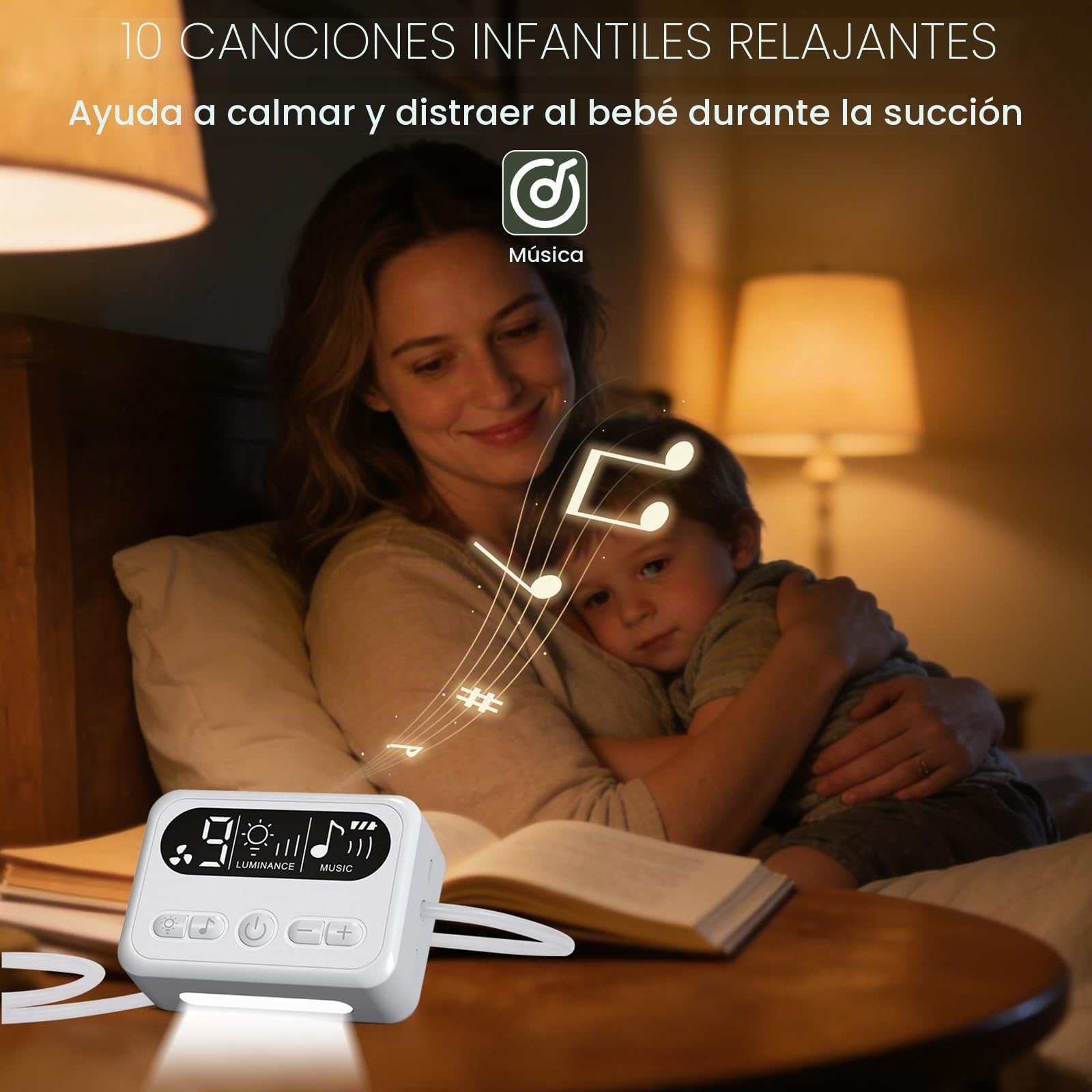 Aspirador Nasal para Bebe, 65Kpa Mosca de Bebé Eléctrica Aspirador Nasal Recargable con 3 Puntas de Silicona Suave y 9 Niveles de Succión, Silencioso, LED & Música pour Higiénica Bebé y Bebé