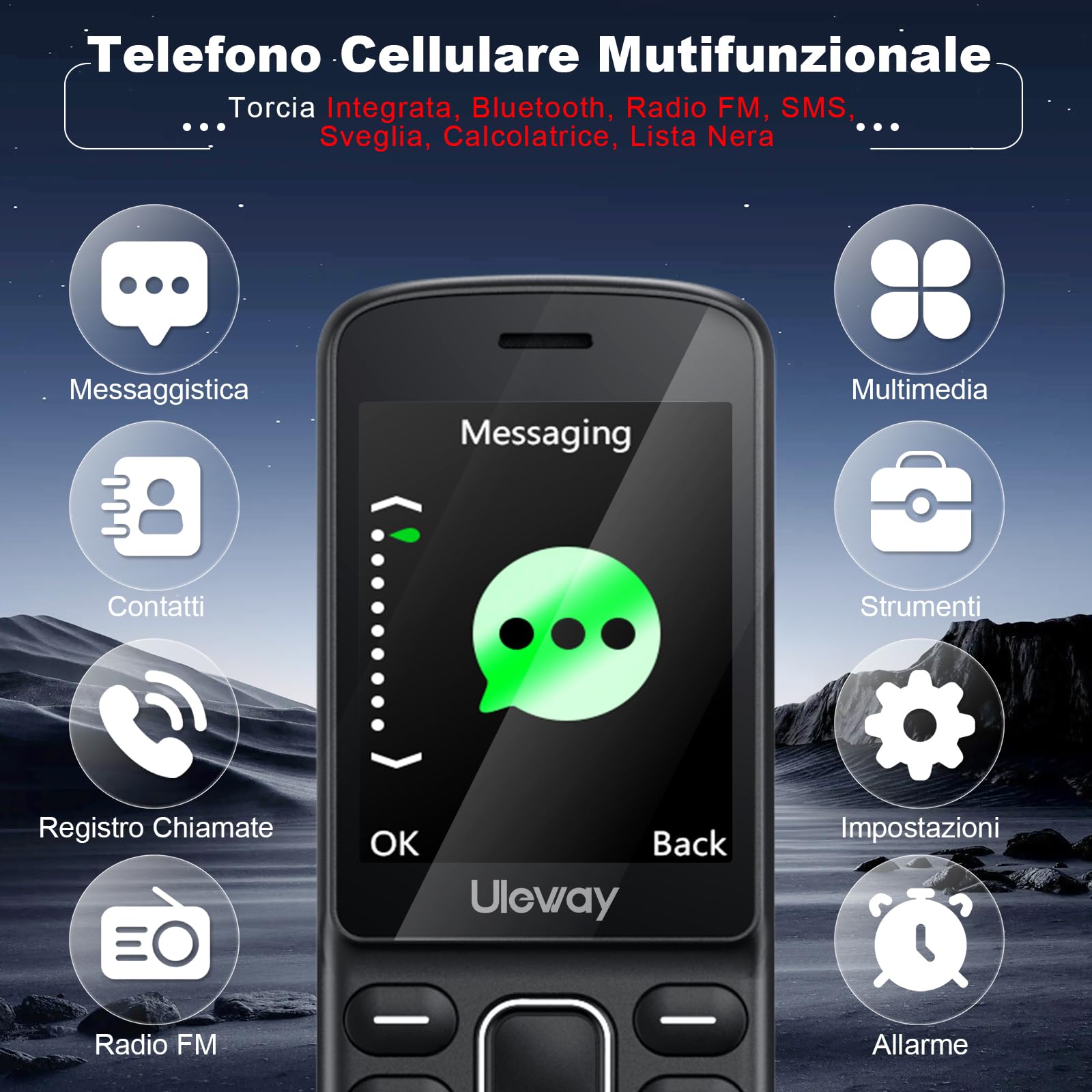 4G Telefono Cellulare per Anziani con Tasti Grandi, Ampio Display IPS 2,4" | Batteria da 1400 mAh, Telefoni per Persone Anziane Facile da Usare, Slot per Nano SIM, Chiamata Rapida,Base di Ricarica