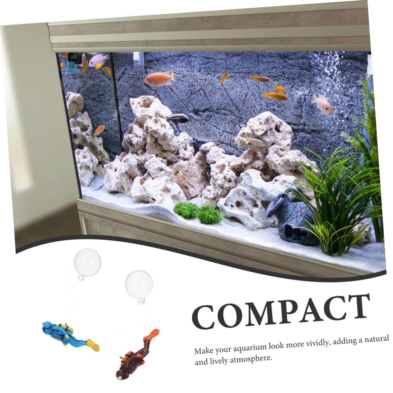 ULTECHNOVO 4 Ensembles Flotteur Plongeur Réservoir Décorations D'aquarium Rougeoyantes Décor Flottant D'aquarium Ornement De Plongeur D'aquarium Résine 4 Pièces * 4
