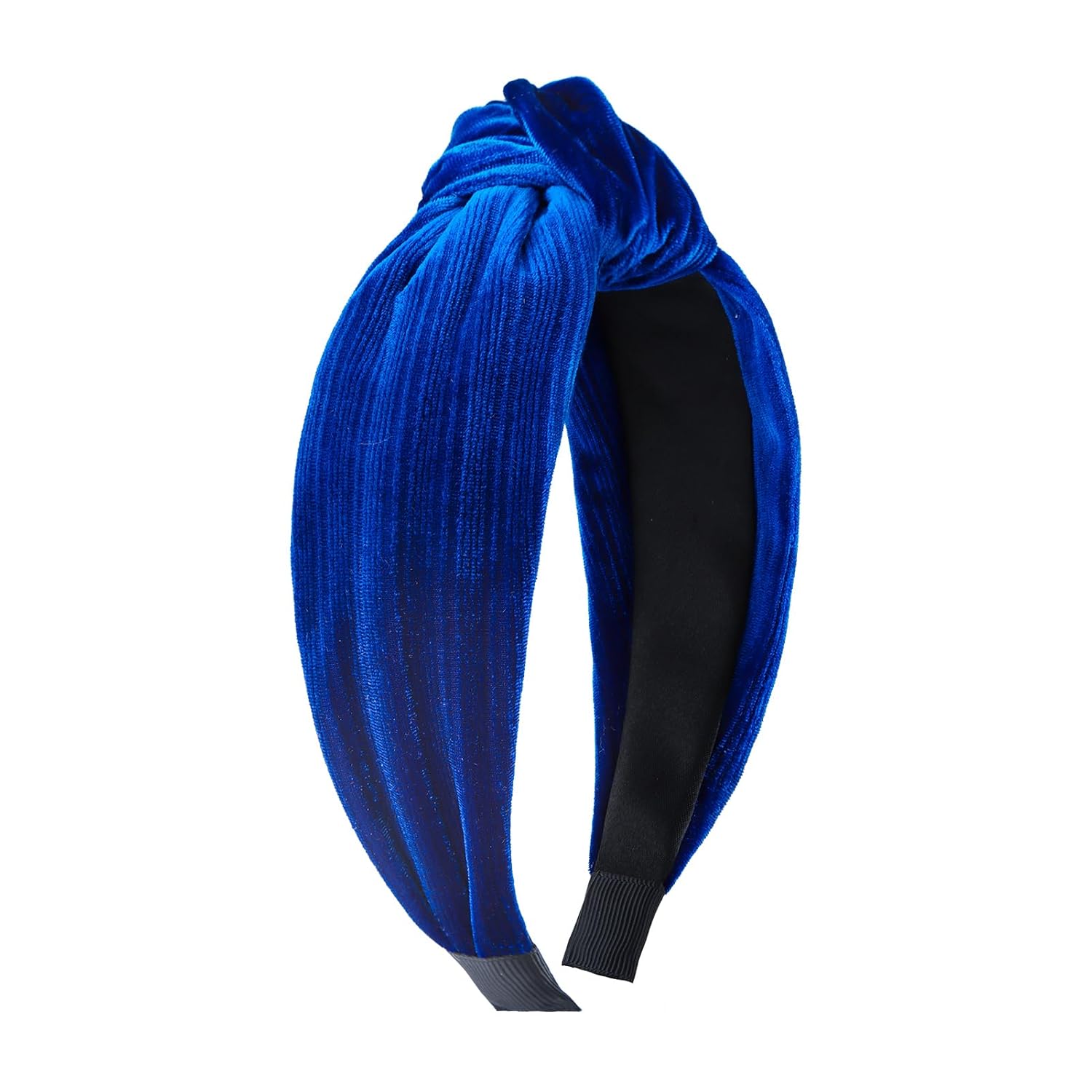 YanJie Velvet Headbands for Women Navy Blue Knotted Headband Wide Non Slip Headbands for Girl Head Band for