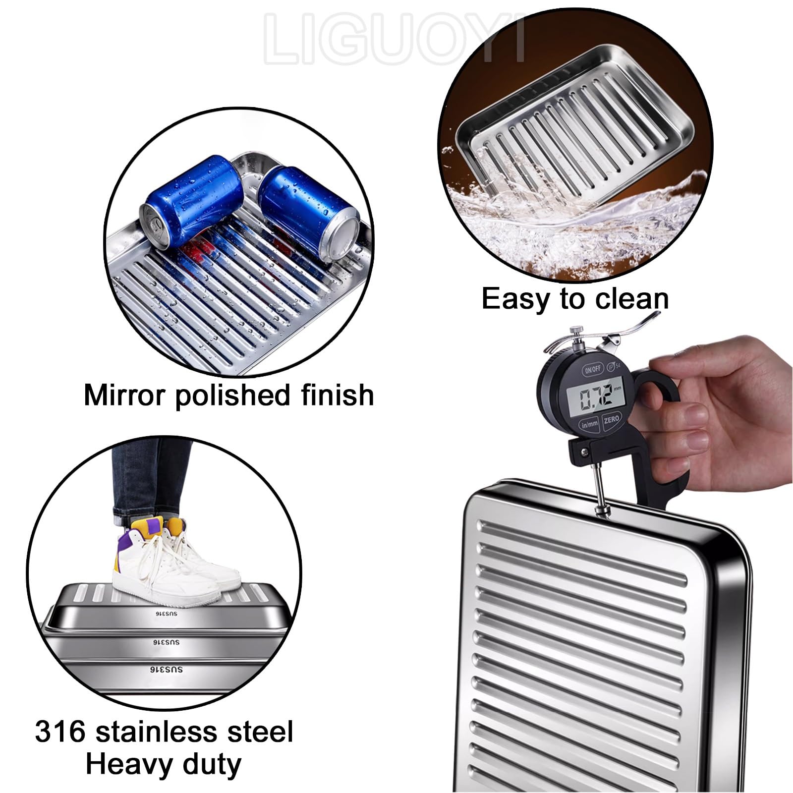 Bandeja para hornear, Juego de 2 bandejas antiadherentes for horno acero inoxidable, resistentes a la deformación, rectangulares, 27,6 cm, 41,9 y 44,3, metálicas for hornear galletas(320x250mm)