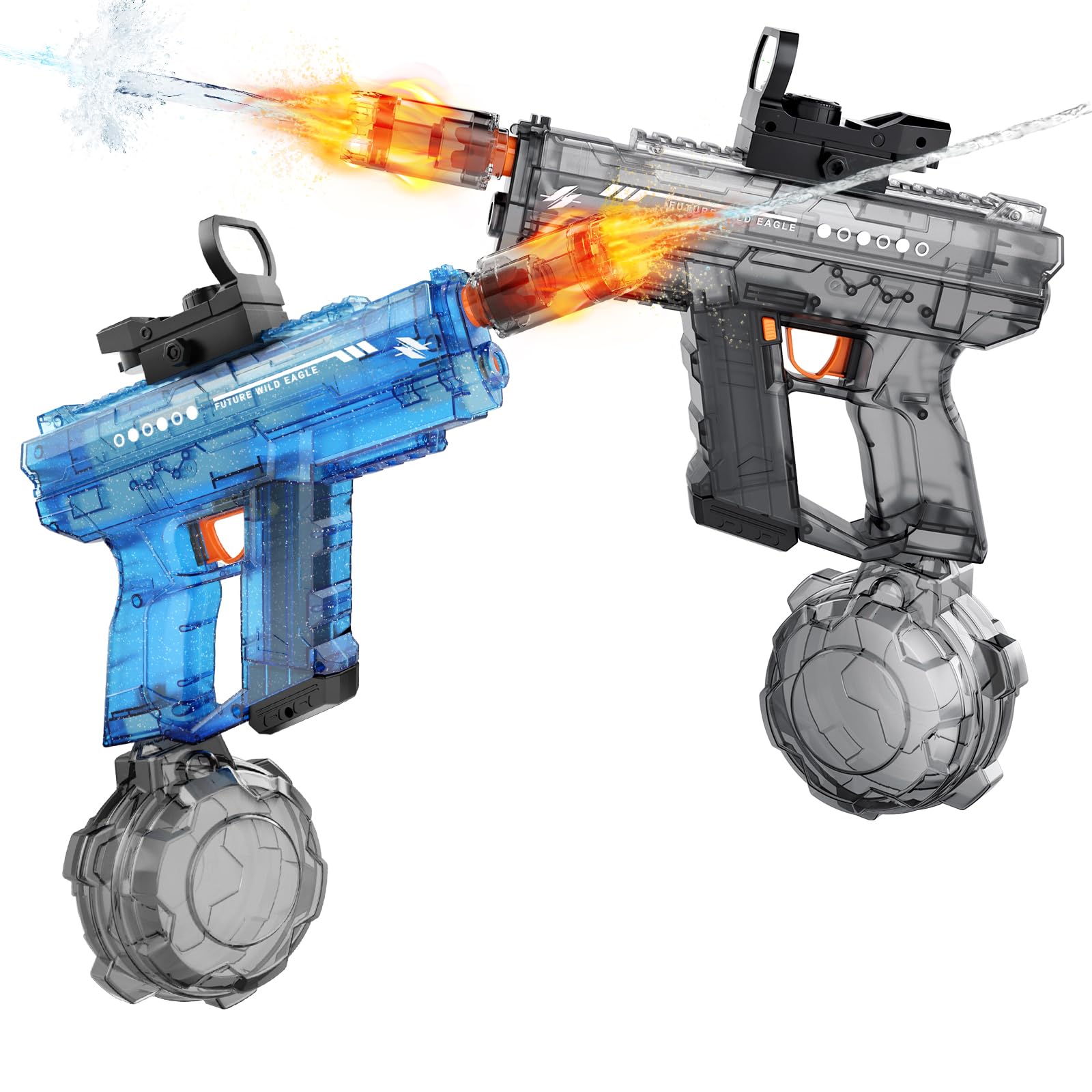 Elektrische Wasserpistole 2PCS, Automatische mit LED-Lichtern, Große Kapazität, Wasserpistole Elektrisch für Kinder und Erwachsene, Spielzeug für Sommer-Außen-Pool-Strand-Partys (Schwarz und Blau)