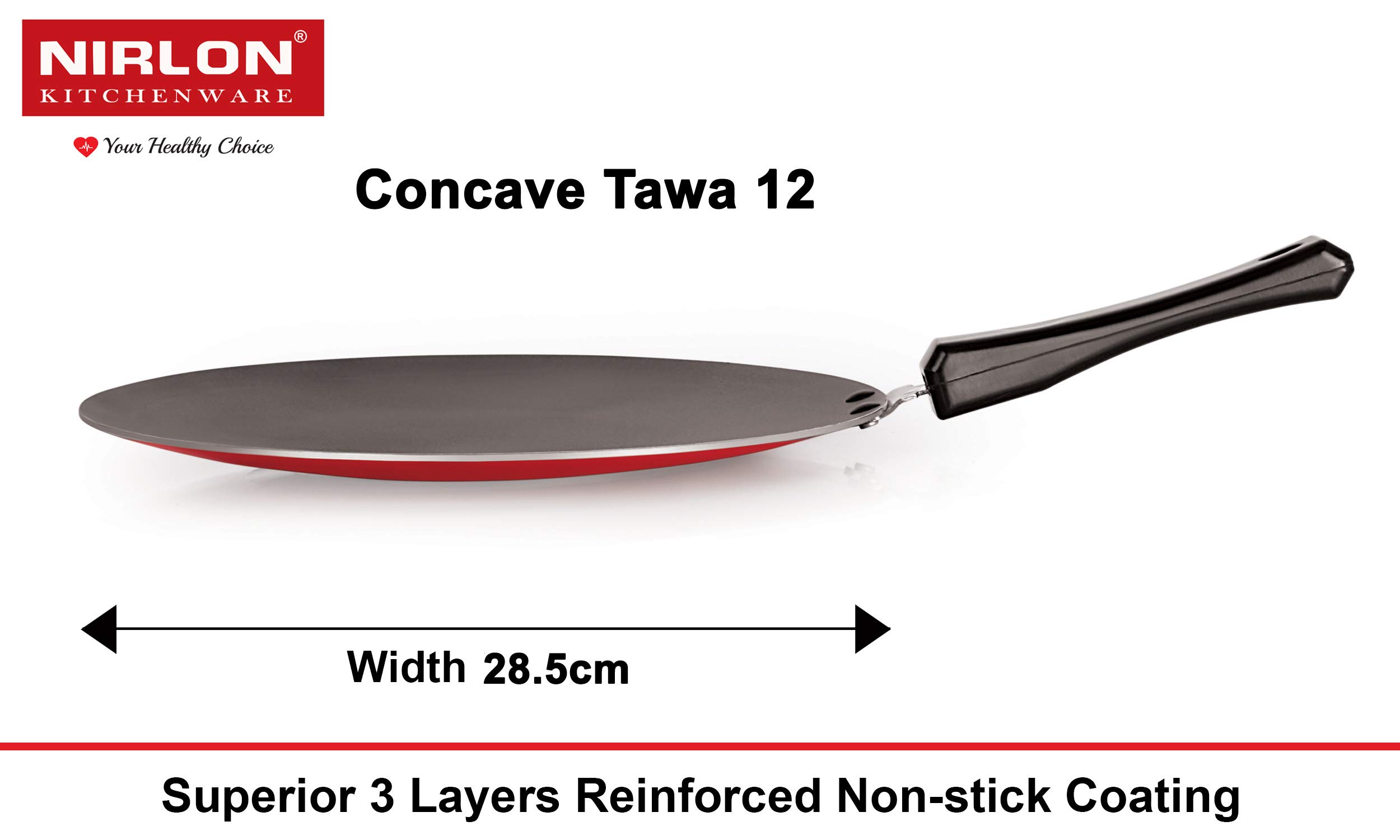 NIRLON Aluminium Nonstick Cookware Set, Red and Black - 4 Pieces