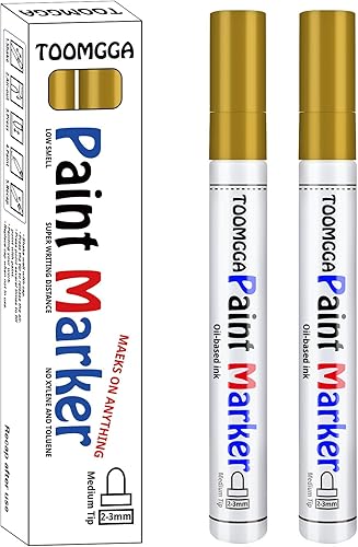 Miniatura 9 de Rotuladores de pintura dorados, paquete de 2 marcadores permanentes a base de aceite, de secado rápido e impermeables, para neumáticos de automóvil,