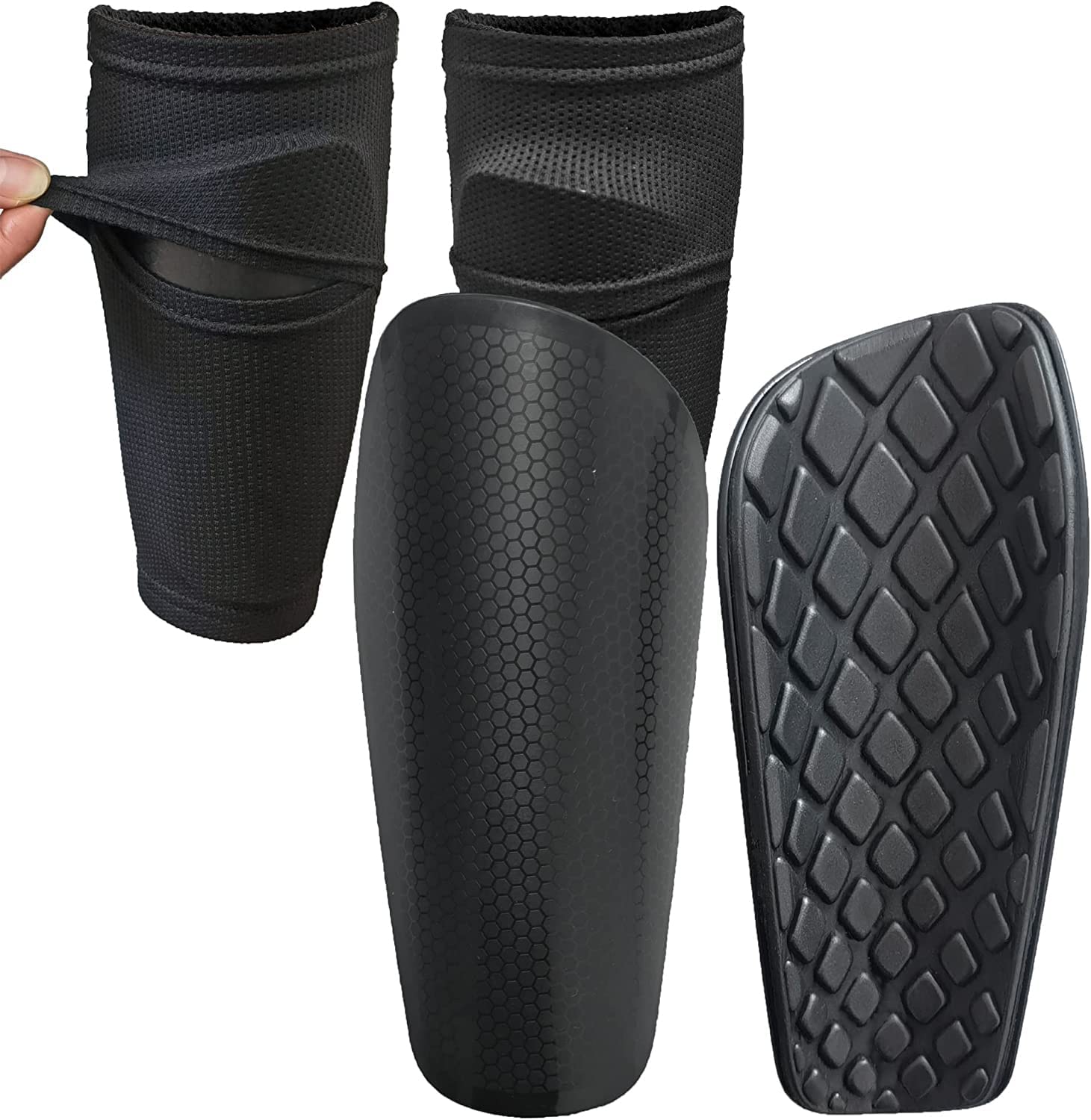 Shin Pads for Kids, Football Anti-Slip Shin Guards, Shin Guards with Avoid Slip Out Insert Pocket Calf Sleeves, Lightweight, Breathable, and Durable Soccer Protective Equipment for Boys Grils Age 5-12