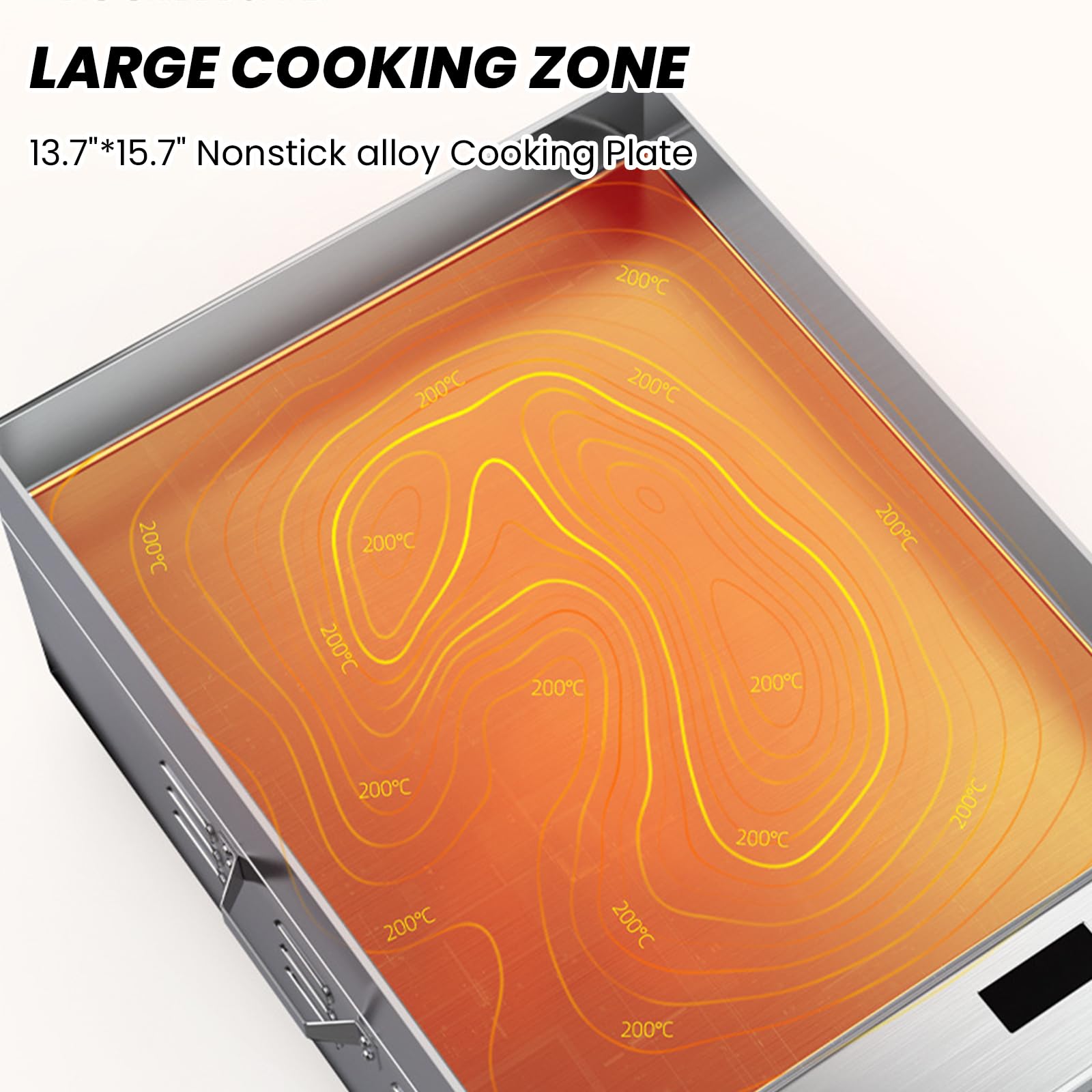Piastra Elettrica Griglia Commerciale 13,7" con Manico, Piastra Liscia Elettrica da Banco 2500W Piastra Cottura Teppanyaki in Acciaio Inox per Cucina Temperature 50-300℃