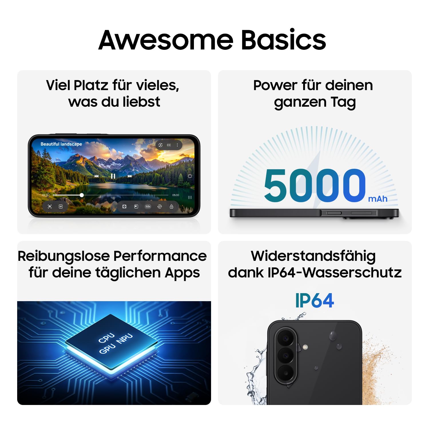 Samsung Galaxy A27 5G Smartphone mit KI-Funktionen, Handy, Black, 128 GB | Circle to Search, Objekt-Radierer, Sprachtranskription, Dreifach-Kamerasystem, IP64, 5000-mAh-Akku, 6 Betriebssystem-Updates